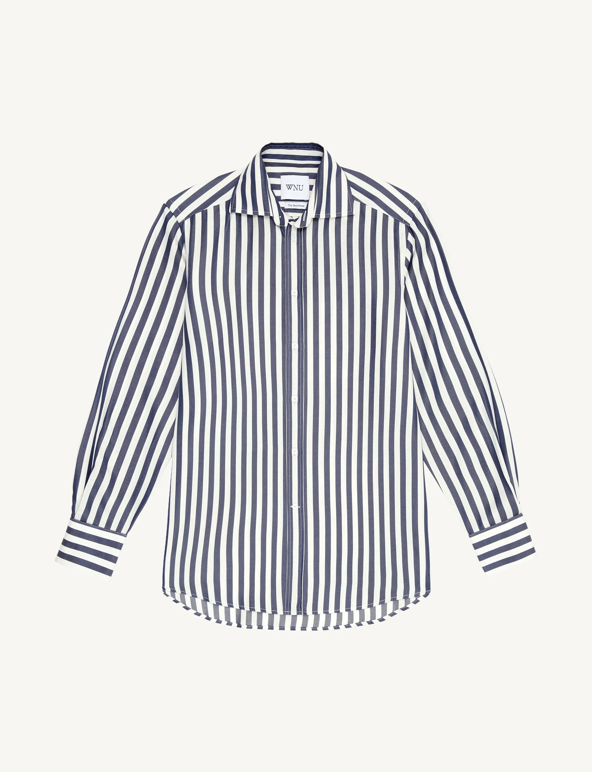 The Boyfriend: TENCEL™ Lyocell, Navy Blue Stripe - With Nothing Underneath