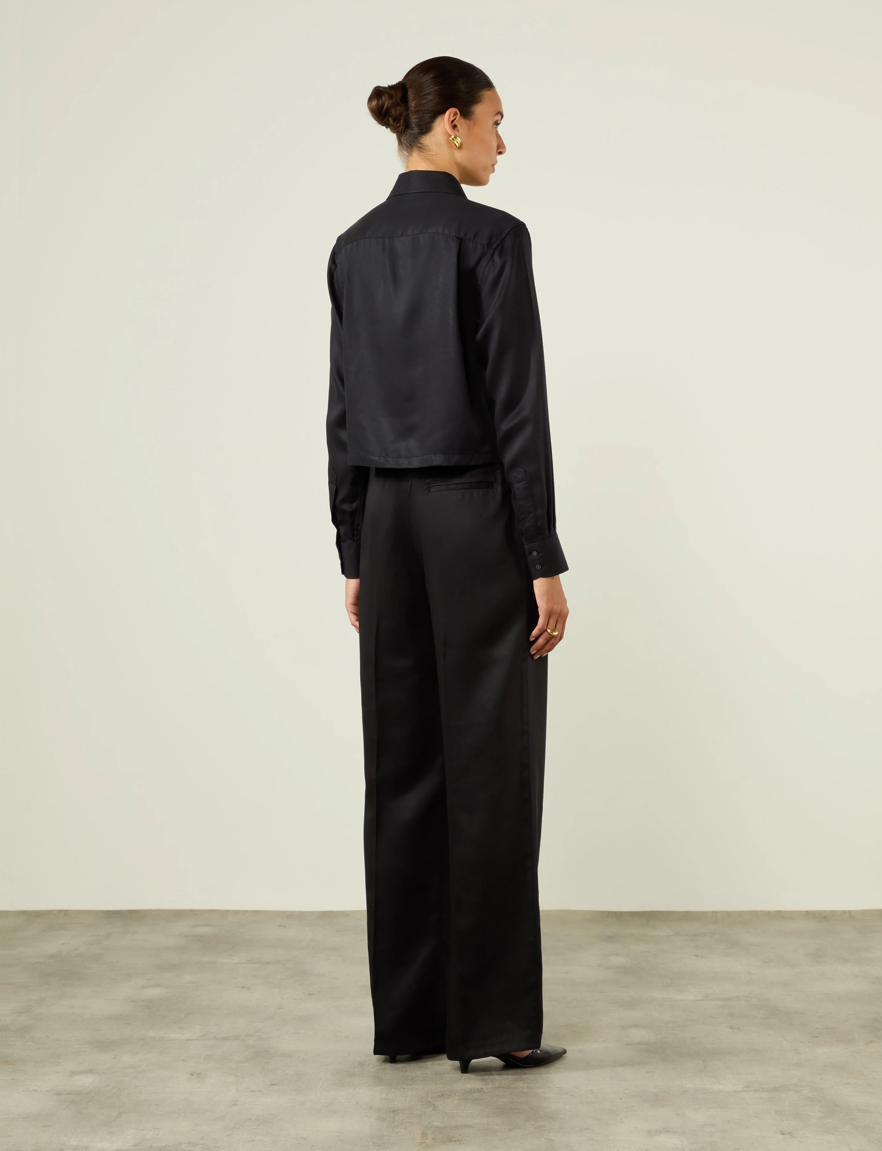 Rampling Trouser: TENCEL™ Lyocell Satin, Black - With Nothing Underneath