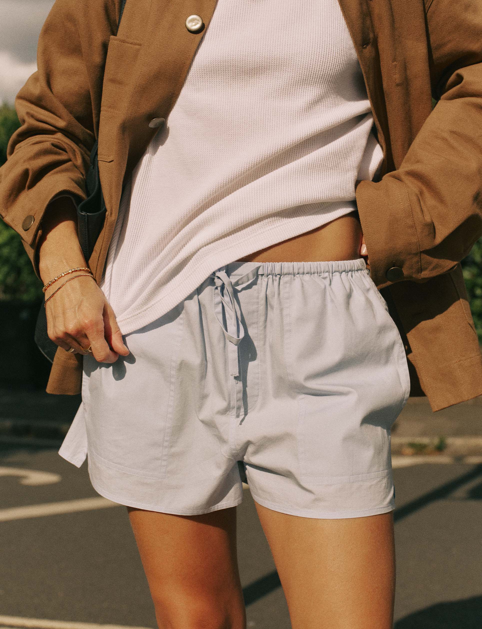 Ceiriad Shorts: Fine Poplin, Icy Blue x Lucy Williams - With Nothing Underneath