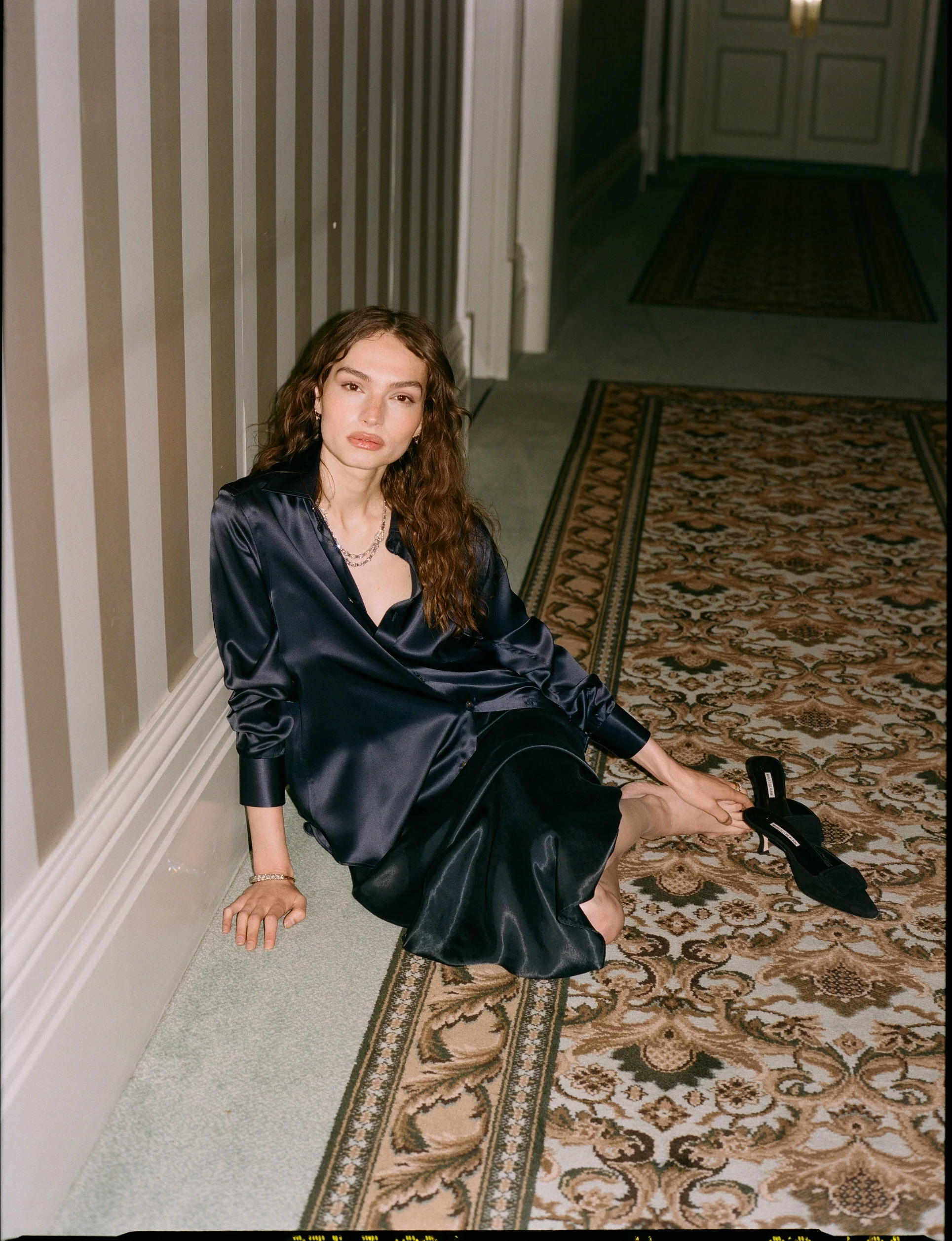 The Boyfriend: Silk Satin, Navy - With Nothing Underneath