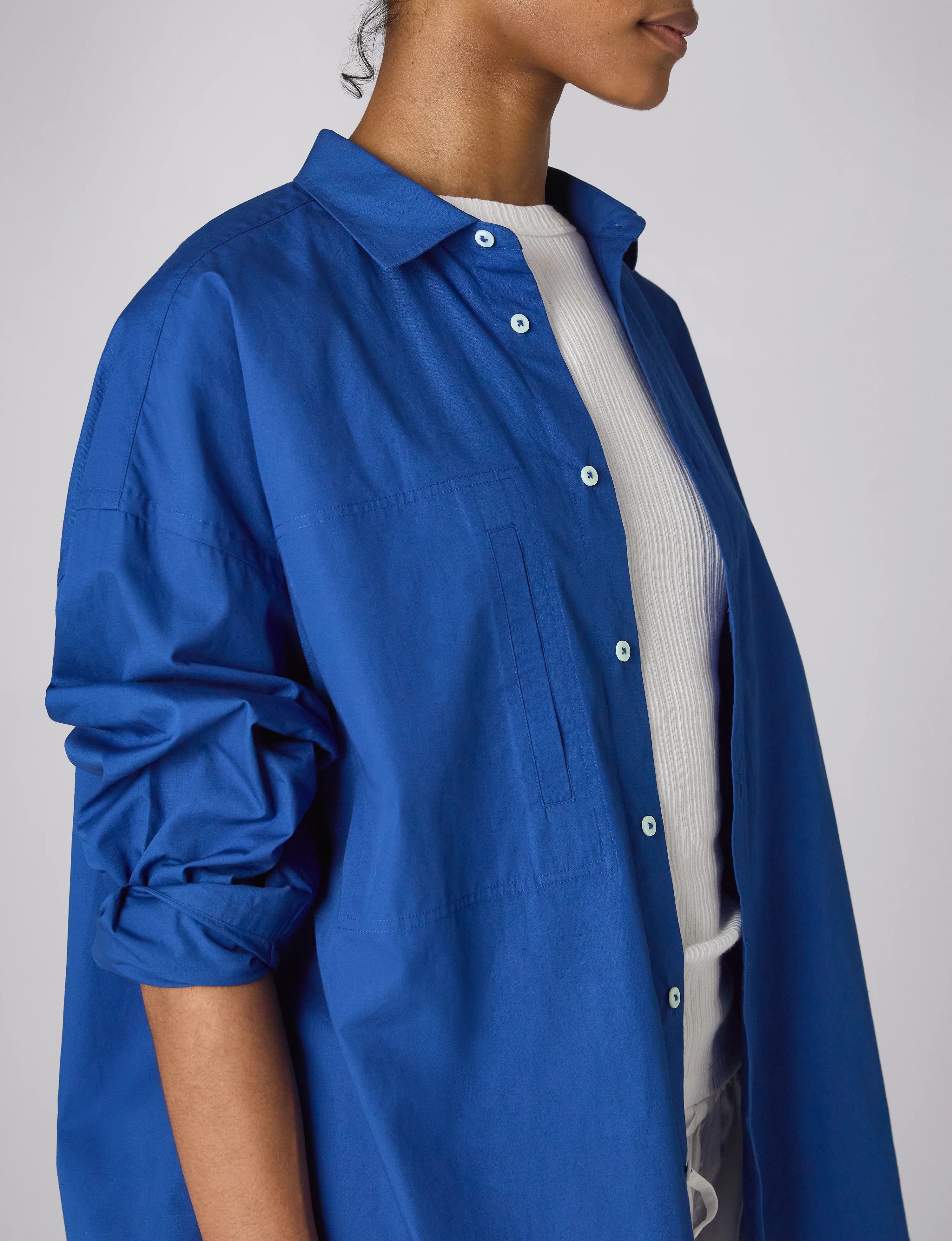 Sóller Shirt: Fine Poplin, Cobalt Blue x Lucy Williams - With Nothing Underneath