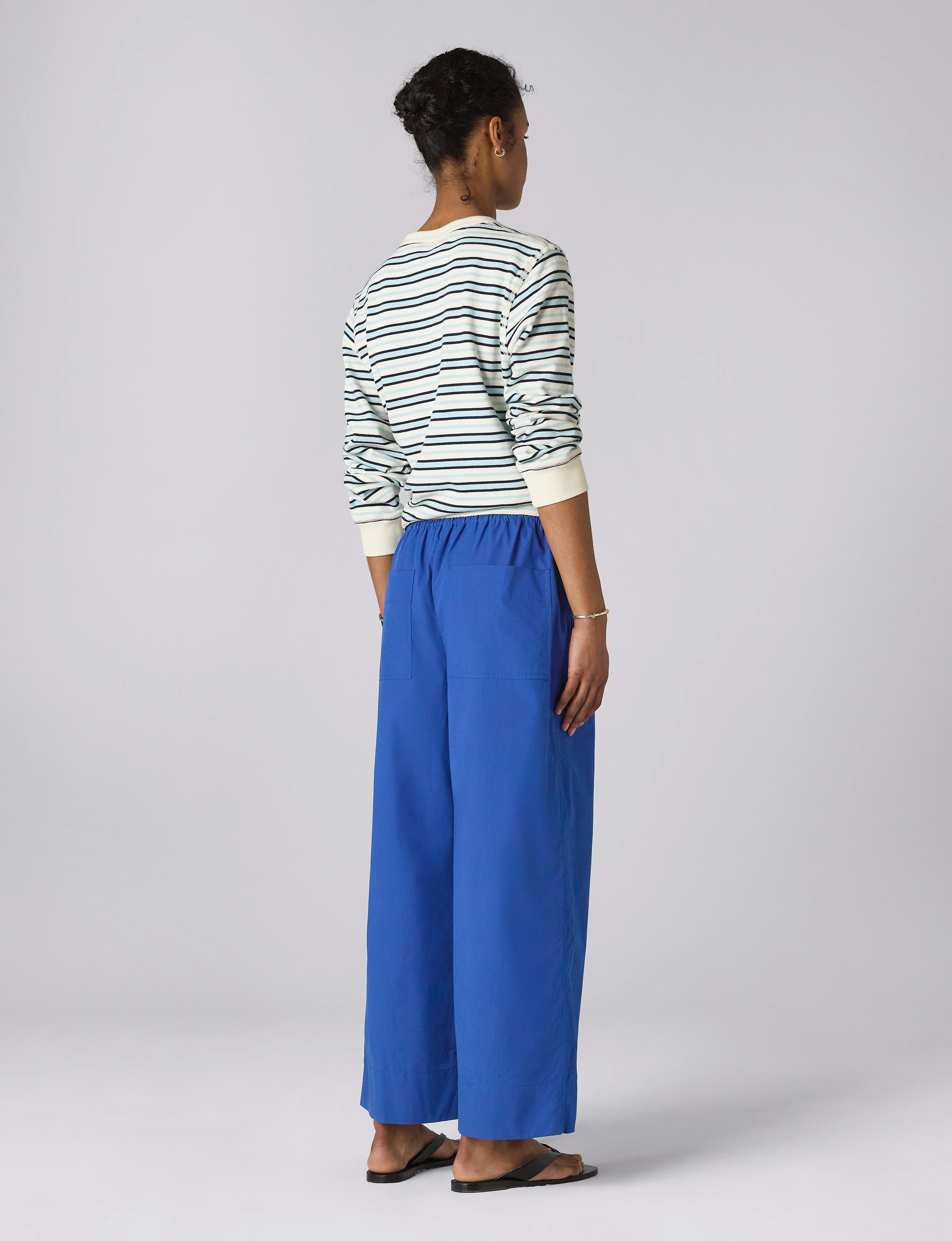 Sifnos Trousers: Fine Poplin, Cobalt Blue x Lucy Williams - With Nothing Underneath