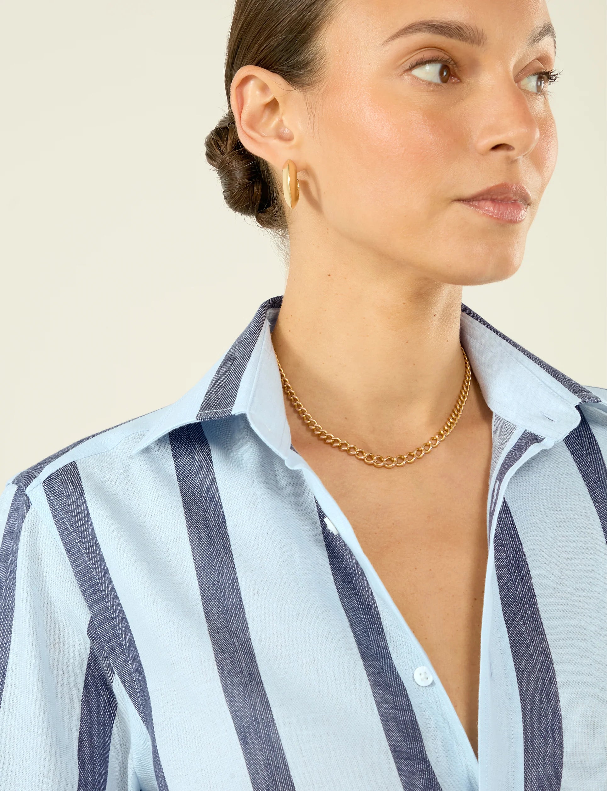 The Boyfriend: Weave, Blue and Navy Stripe - With Nothing Underneath
