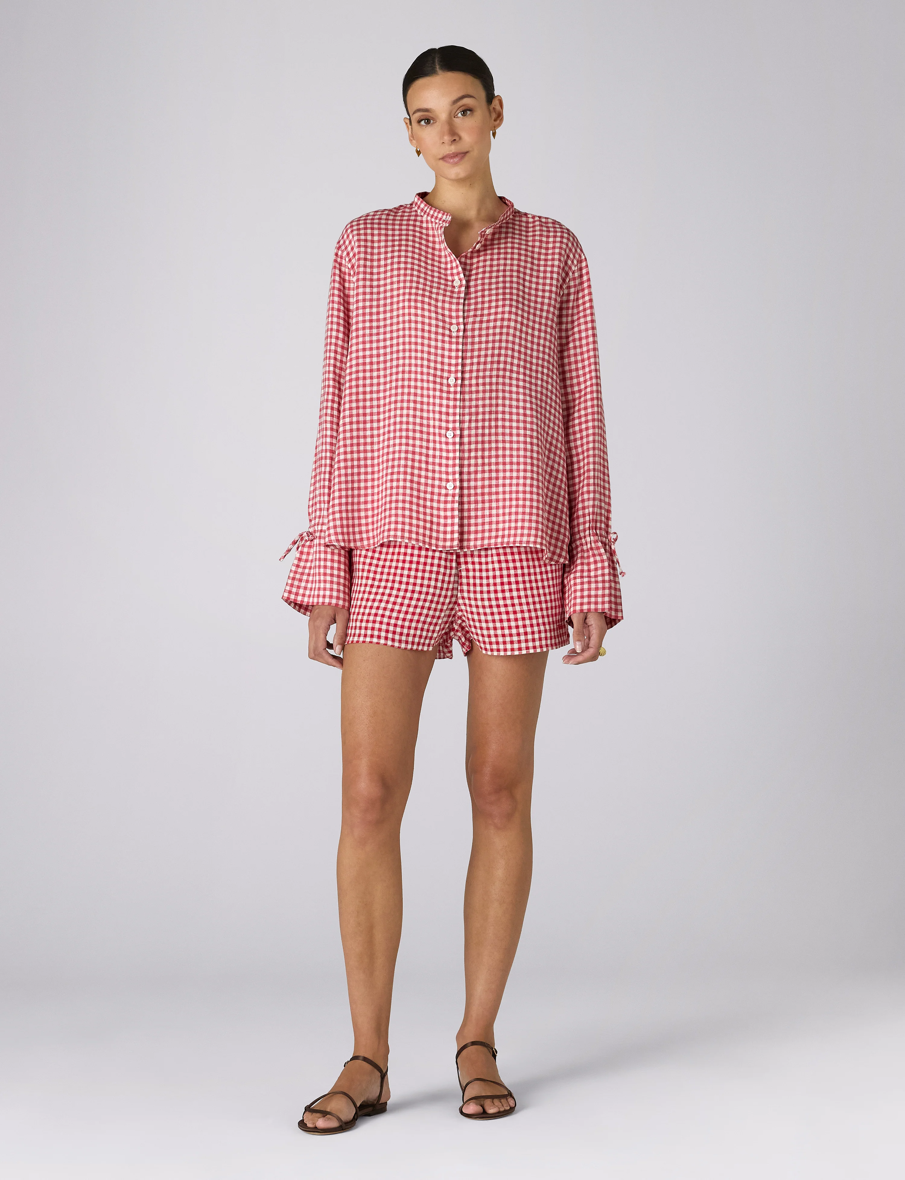 Rye Blouse: Linen, Post Box Red Gingham - With Nothing Underneath