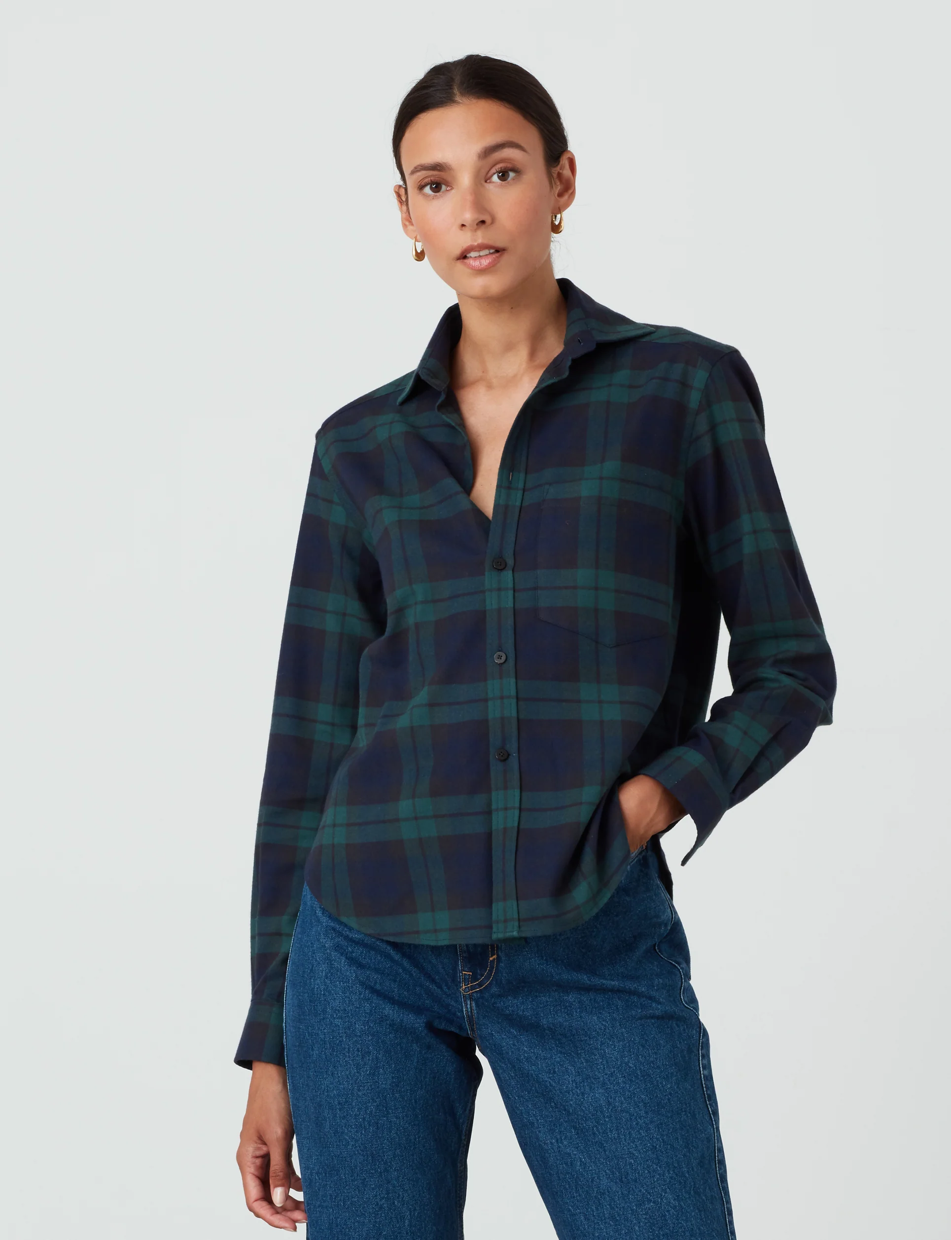 The Classic: Fine Brushed, Heritage Green Plaid - With Nothing Underneath