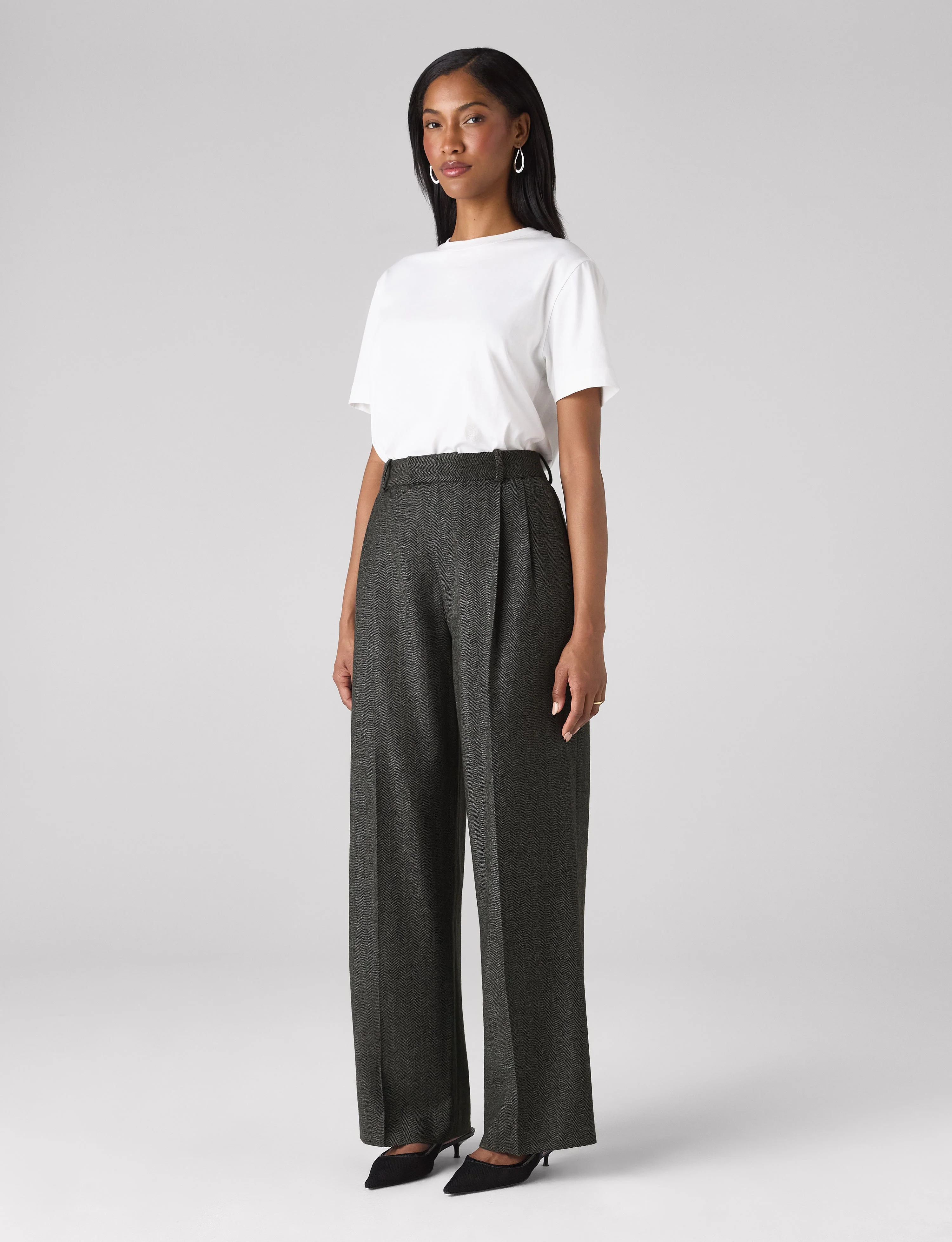 Rampling Trouser: Wool, Grey Herringbone - With Nothing Underneath