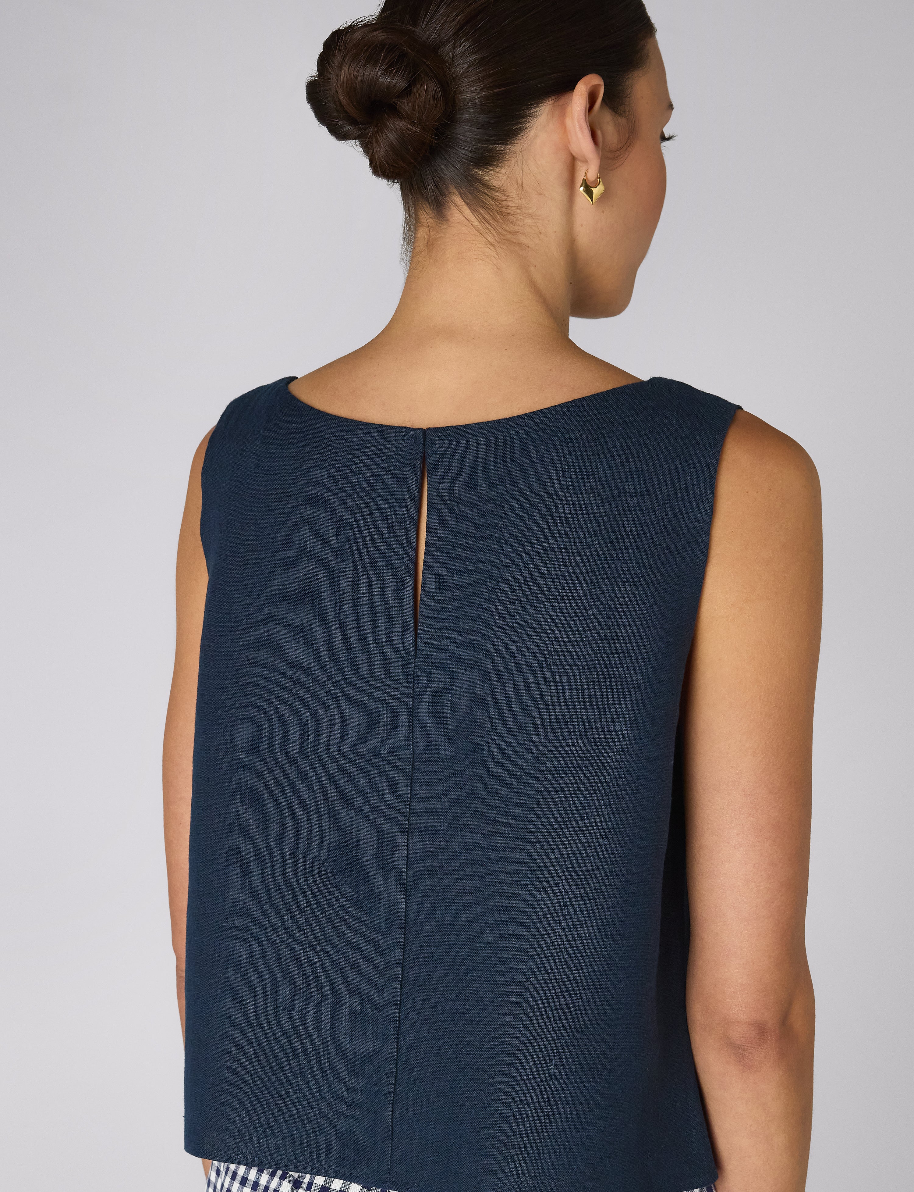 Jackie Top: Linen, Navy Blue - With Nothing Underneath