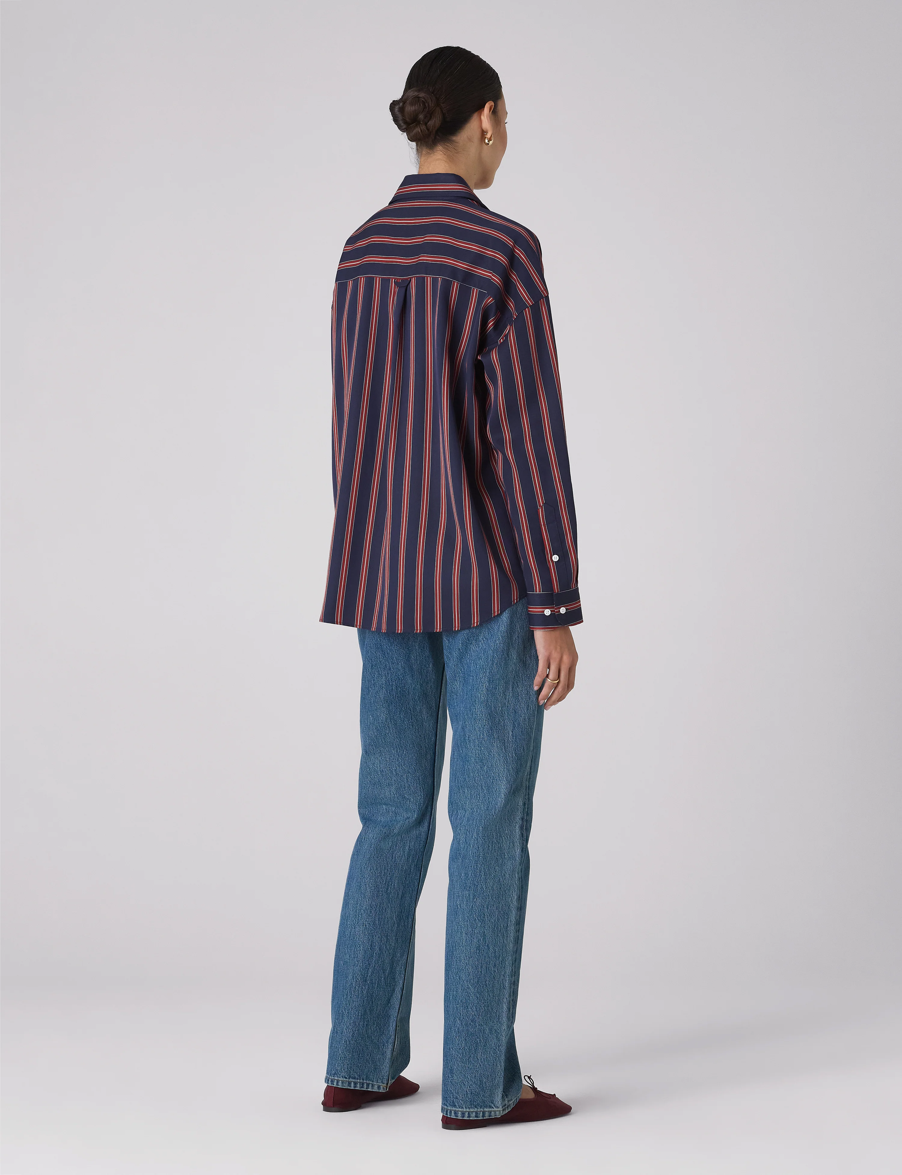The Weekend: TENCEL™ Lyocell, Navy Blue and Red Stripe - With Nothing Underneath