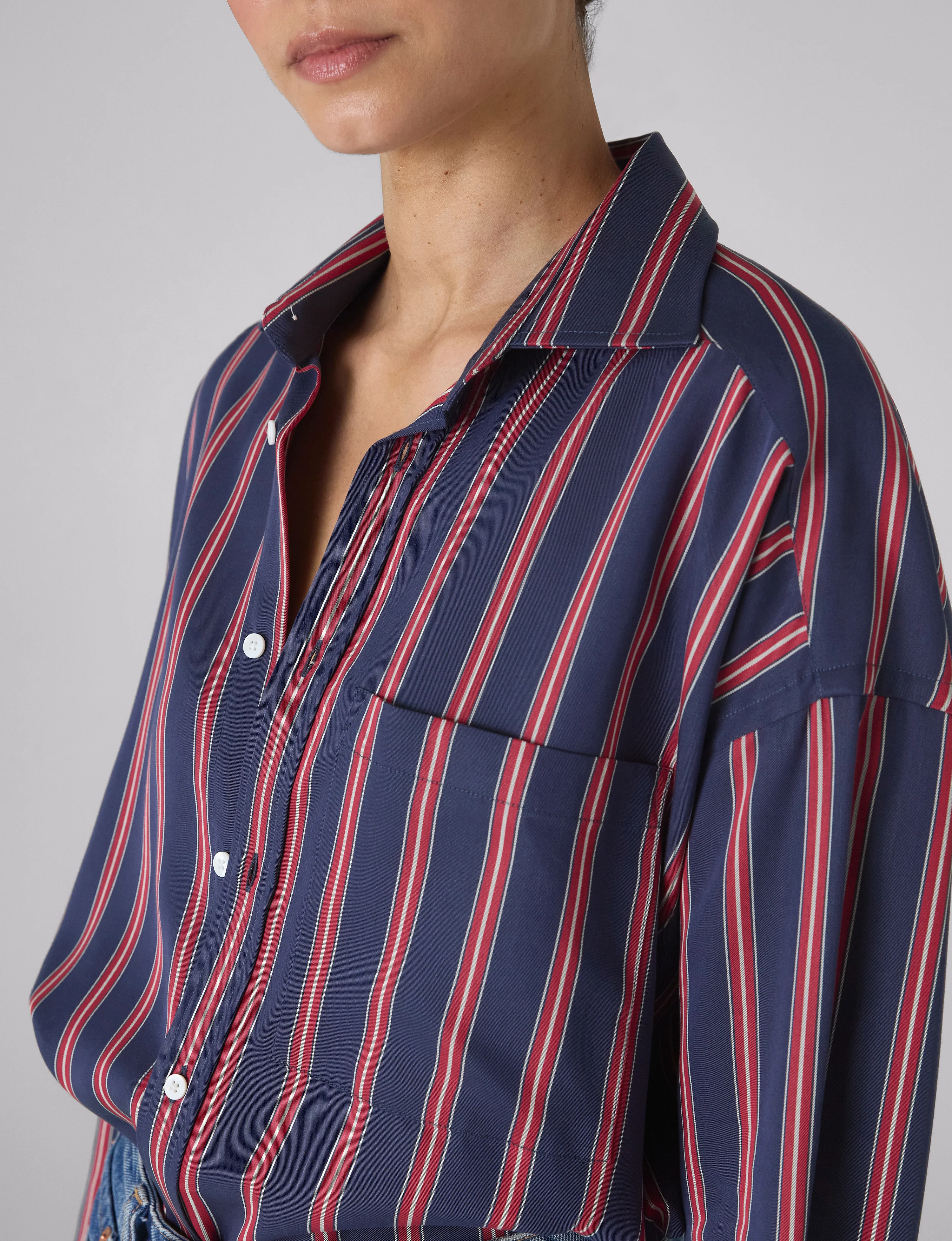 The Weekend: TENCEL™ Lyocell, Navy Blue and Red Stripe - With Nothing Underneath