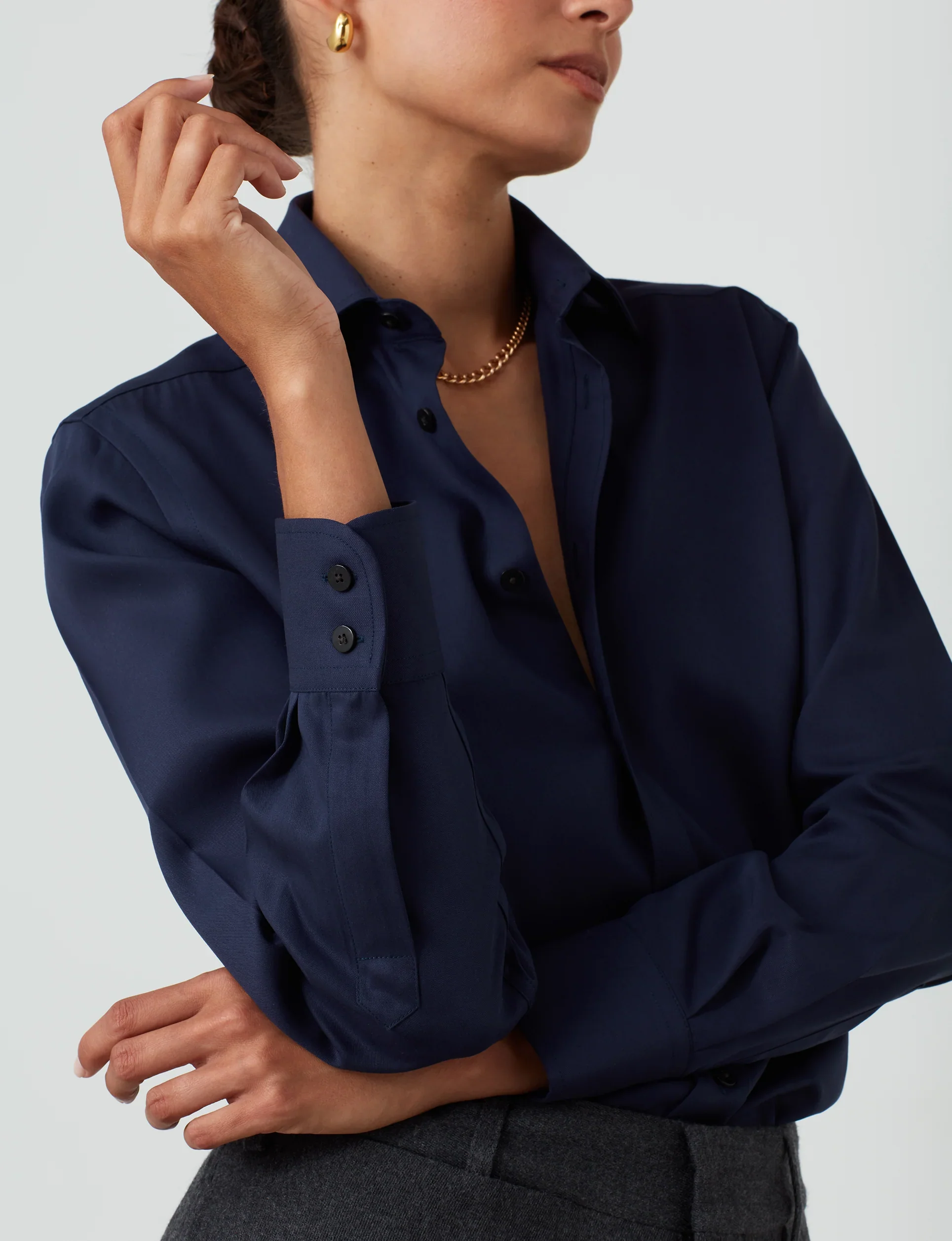 The Boyfriend: TENCEL™ Lyocell, Navy Blue - With Nothing Underneath