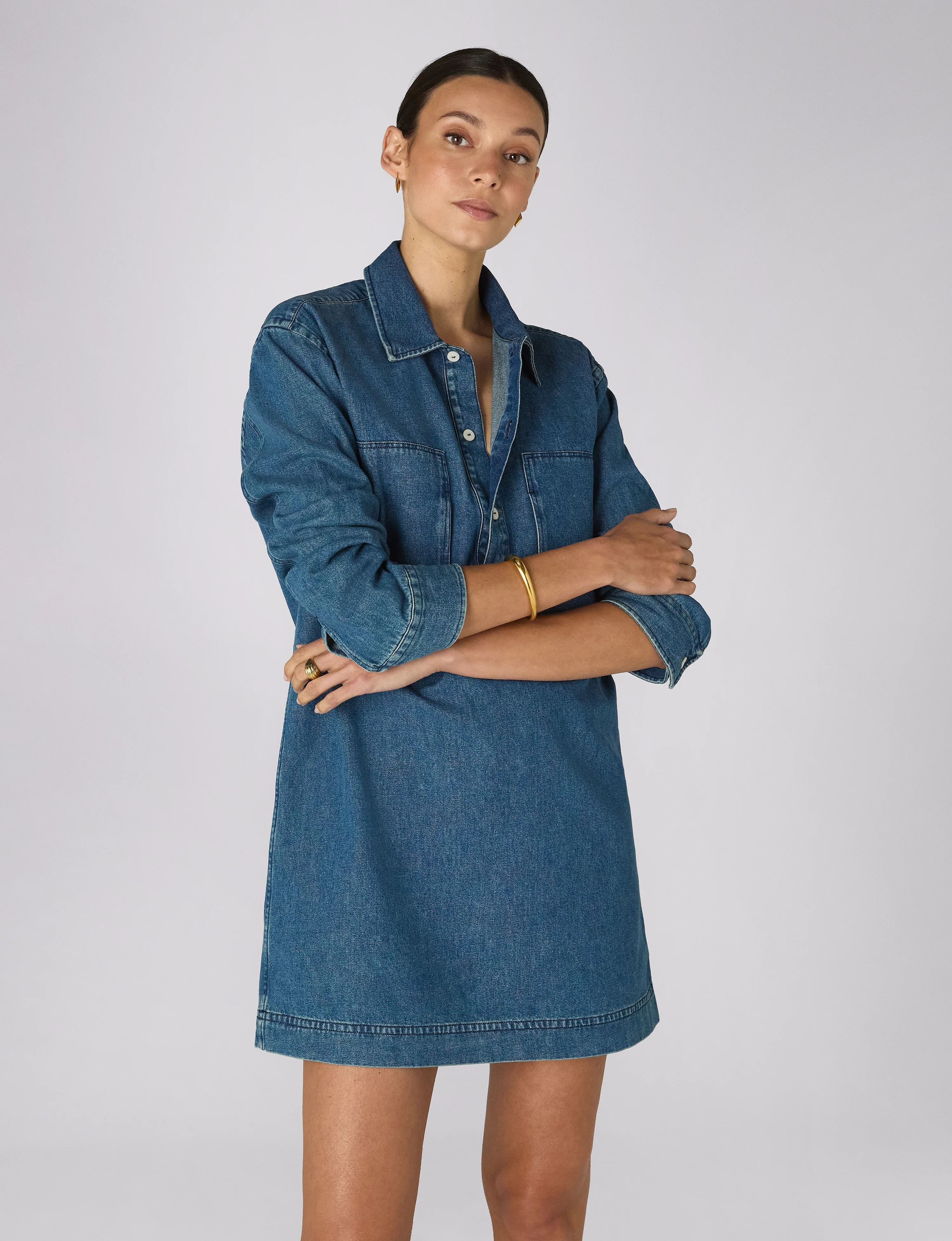 Serge Dress: Denim, Mid Blue - With Nothing Underneath