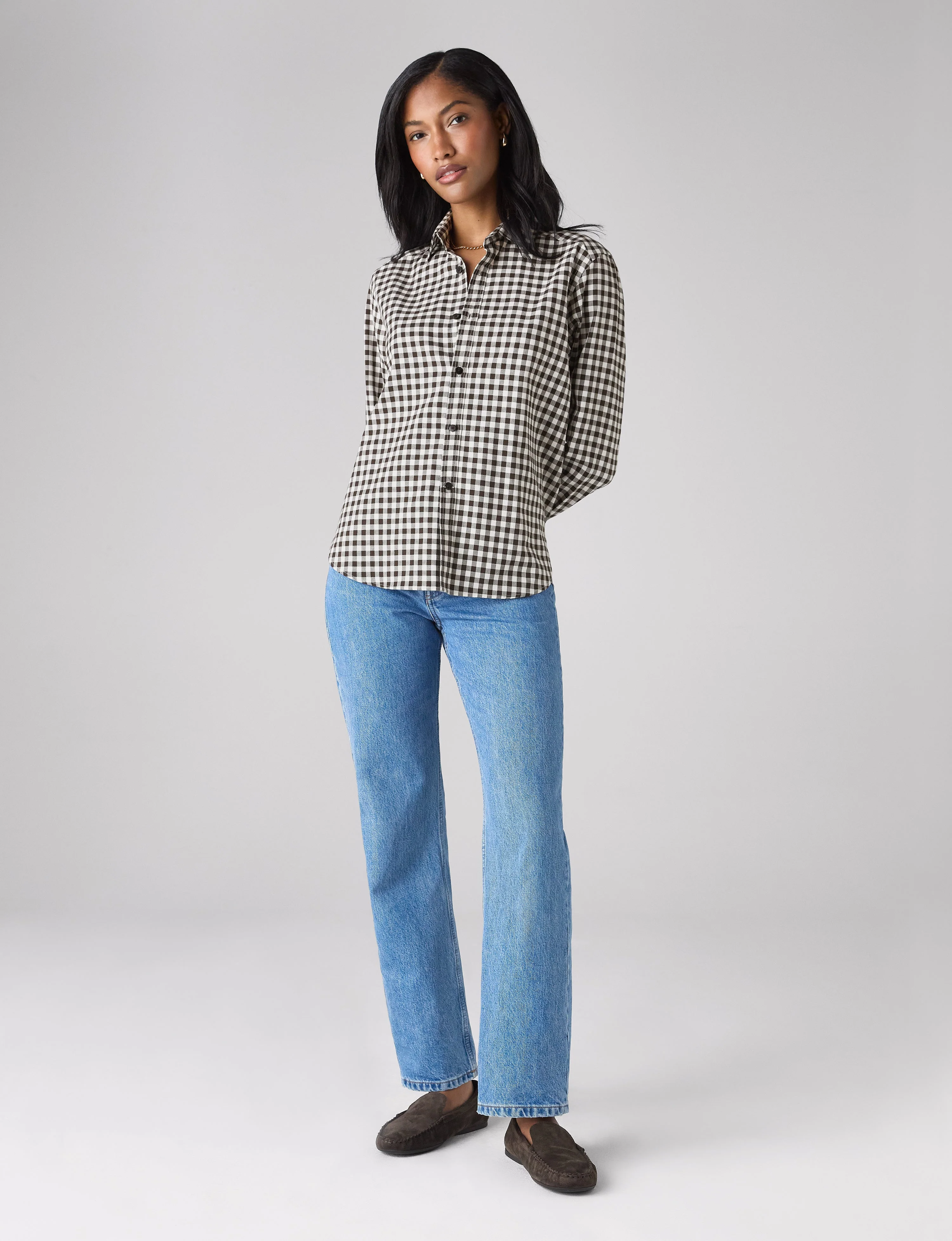 The Classic: Fine Brushed, Chocolate Gingham - With Nothing Underneath