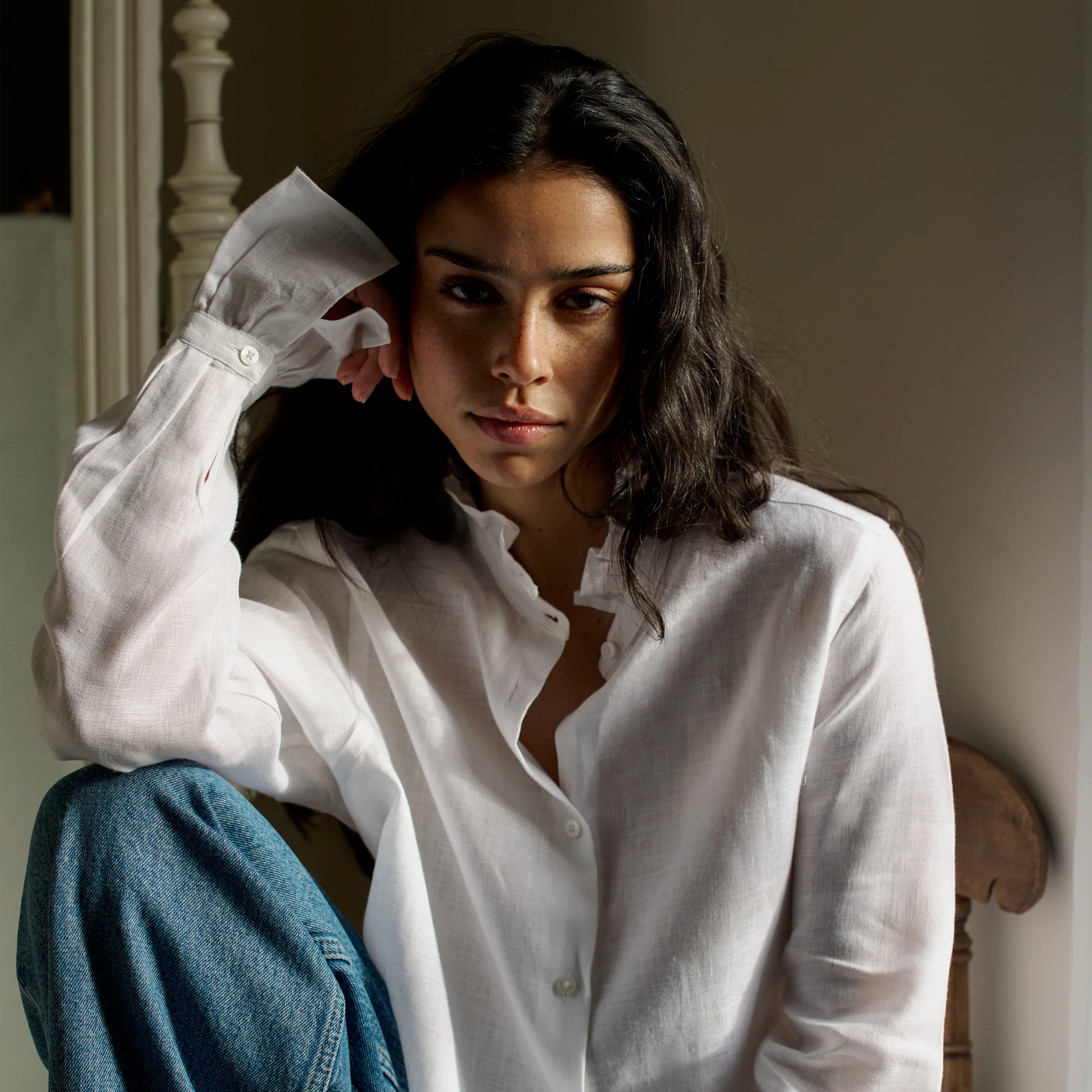 Kew Blouse: Linen, White - With Nothing Underneath