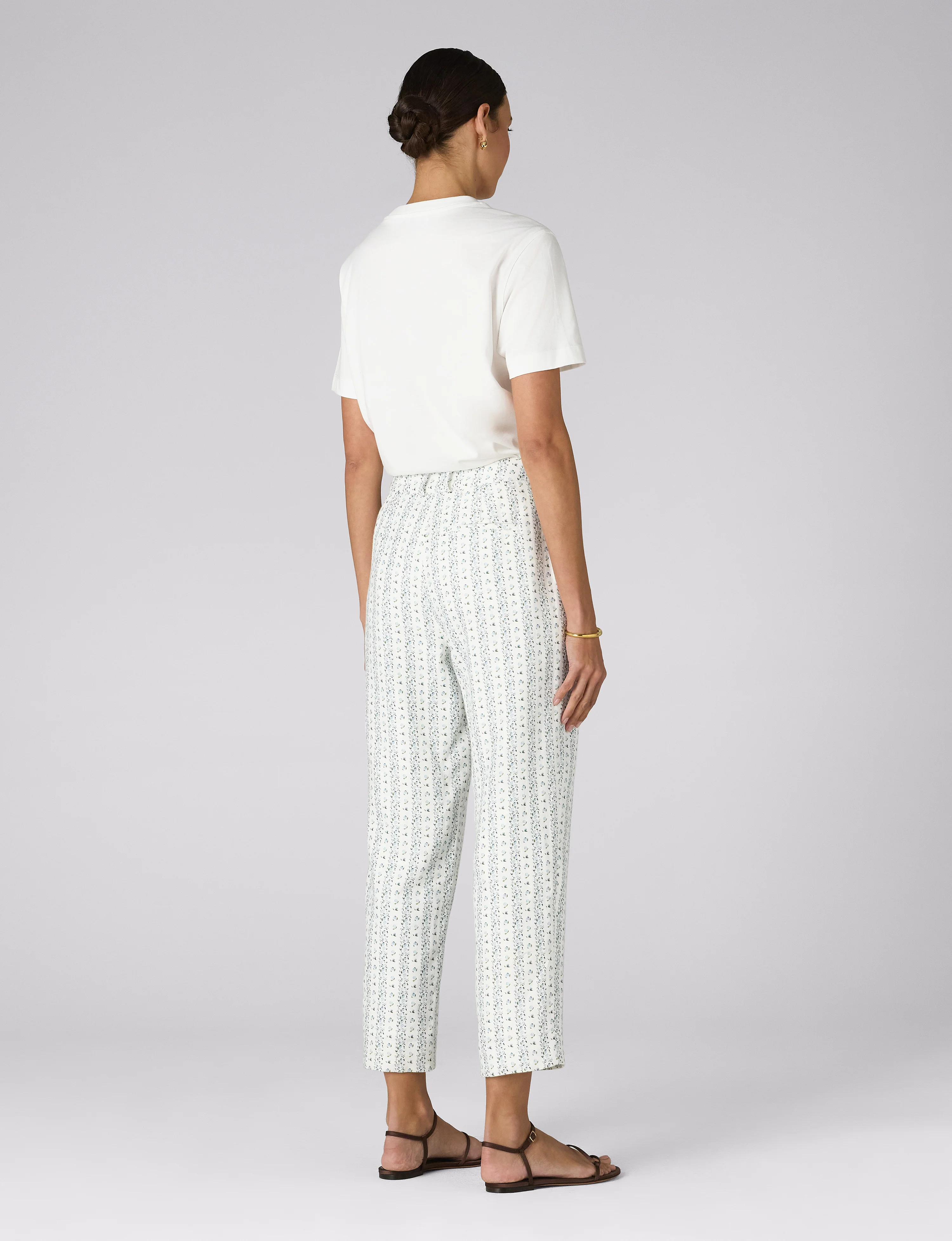 Regent Cigarette Trouser: Linen, Plum Print - With Nothing Underneath