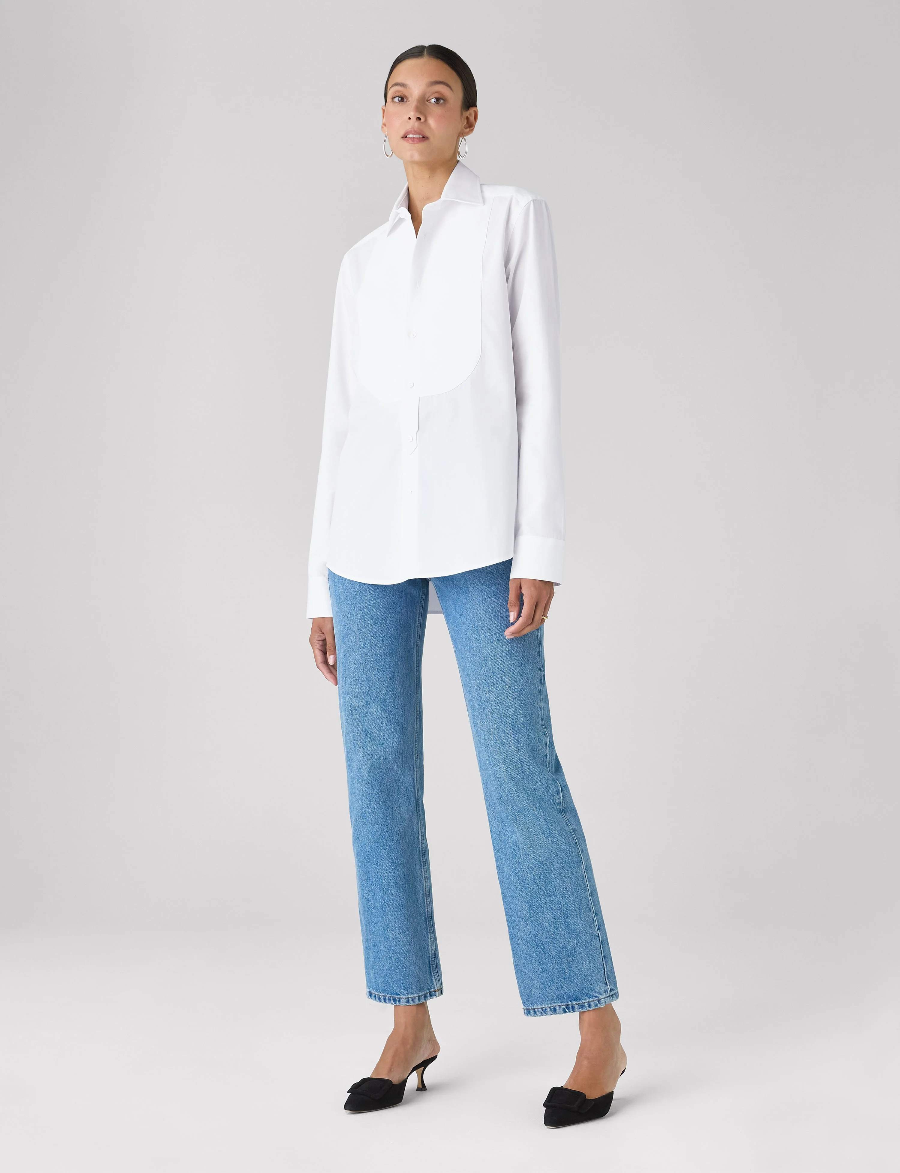 The Dress Shirt Curved Bib: Poplin, White - With Nothing Underneath