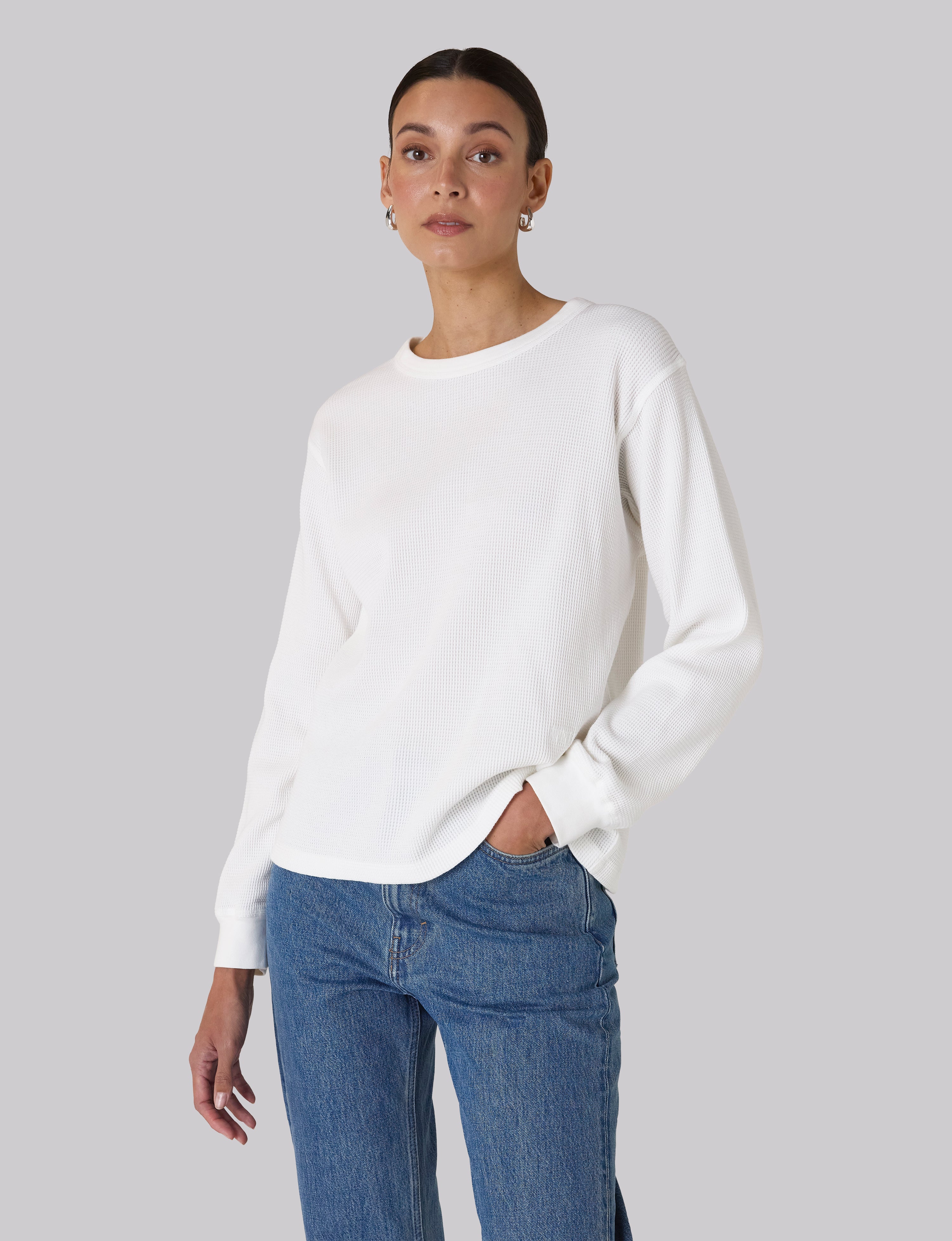 Bessette Top: Waffle Jersey, Off-White - With Nothing Underneath