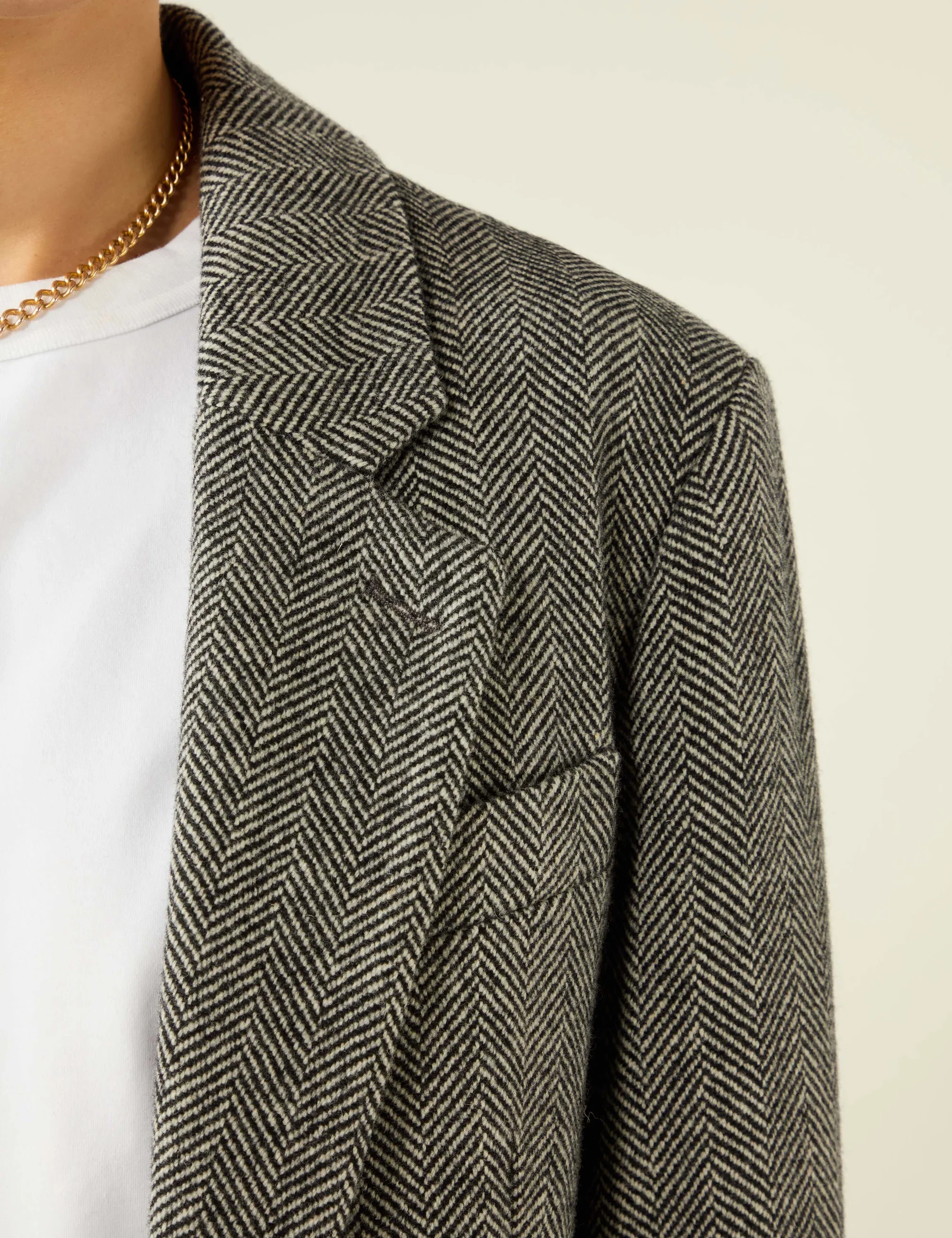 Hutton Blazer: Wool, Grey Herringbone - With Nothing Underneath