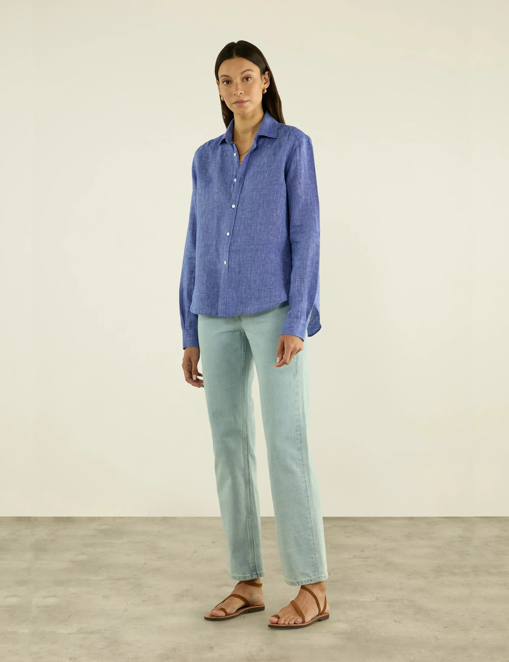 The Classic: Linen, Lapis Blue - With Nothing Underneath