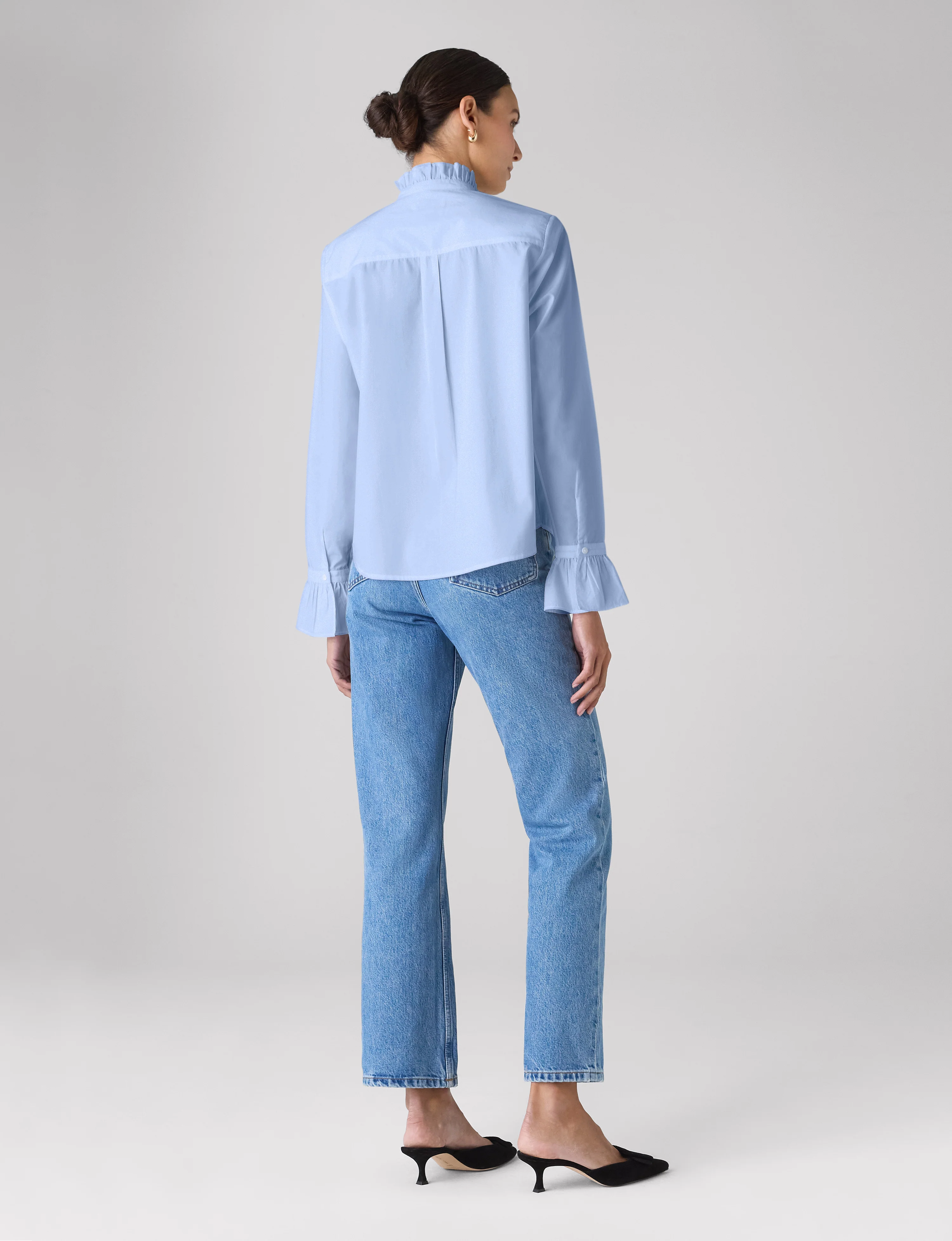 Kew Blouse: Fine Poplin, Sky Blue - With Nothing Underneath