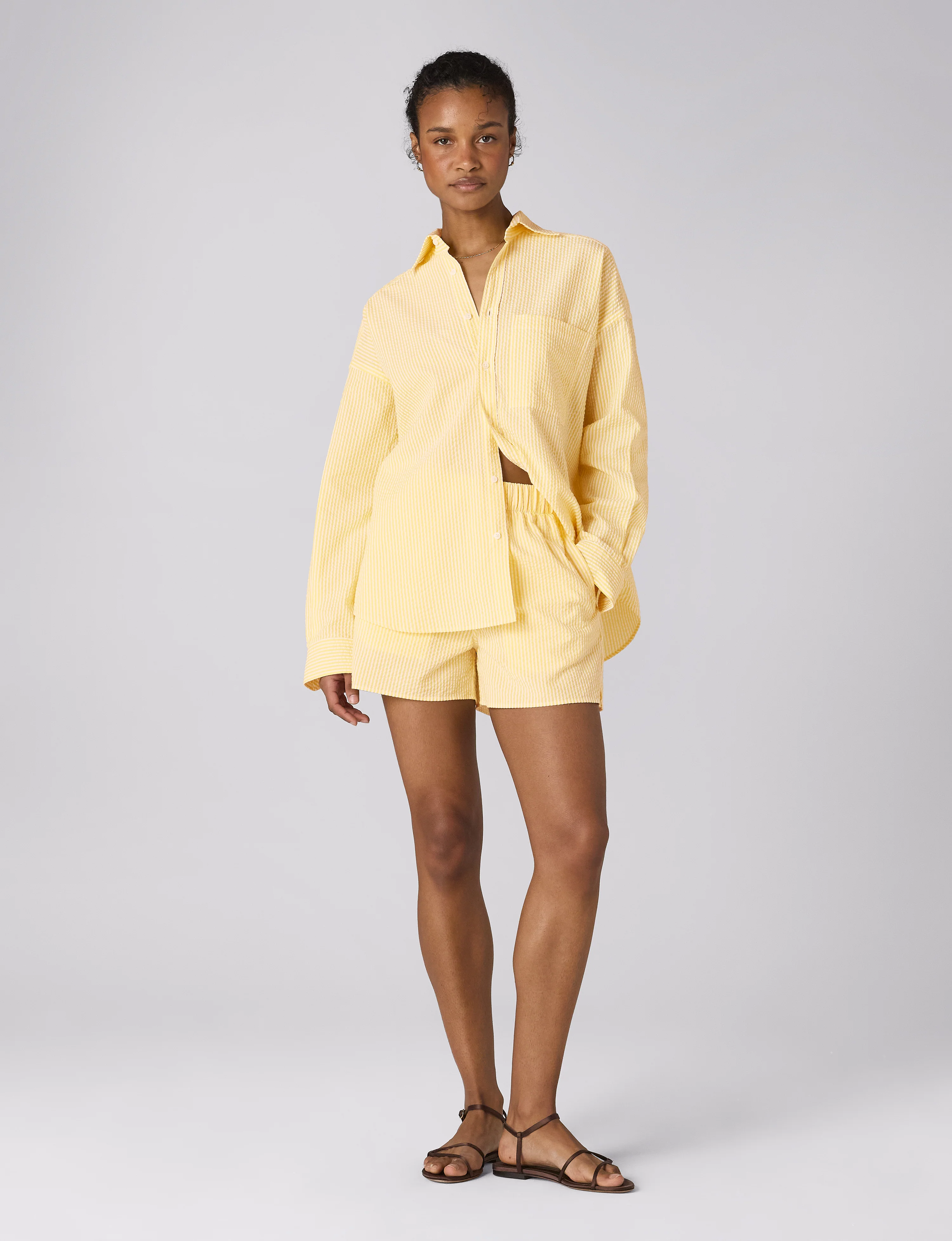The Weekend: Seersucker, Yellow Stripe - With Nothing Underneath
