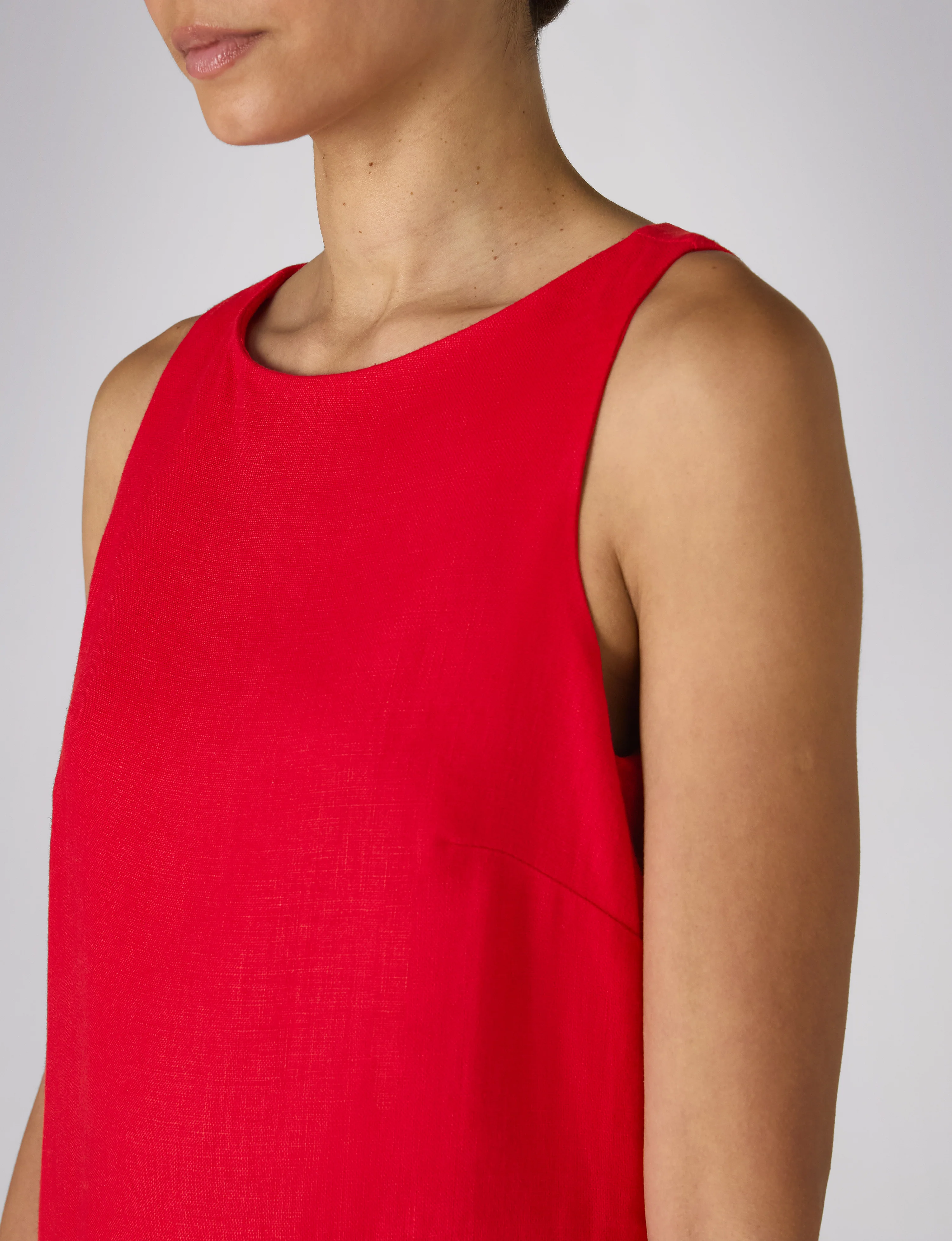 Birley Dress: Linen, Red - With Nothing Underneath