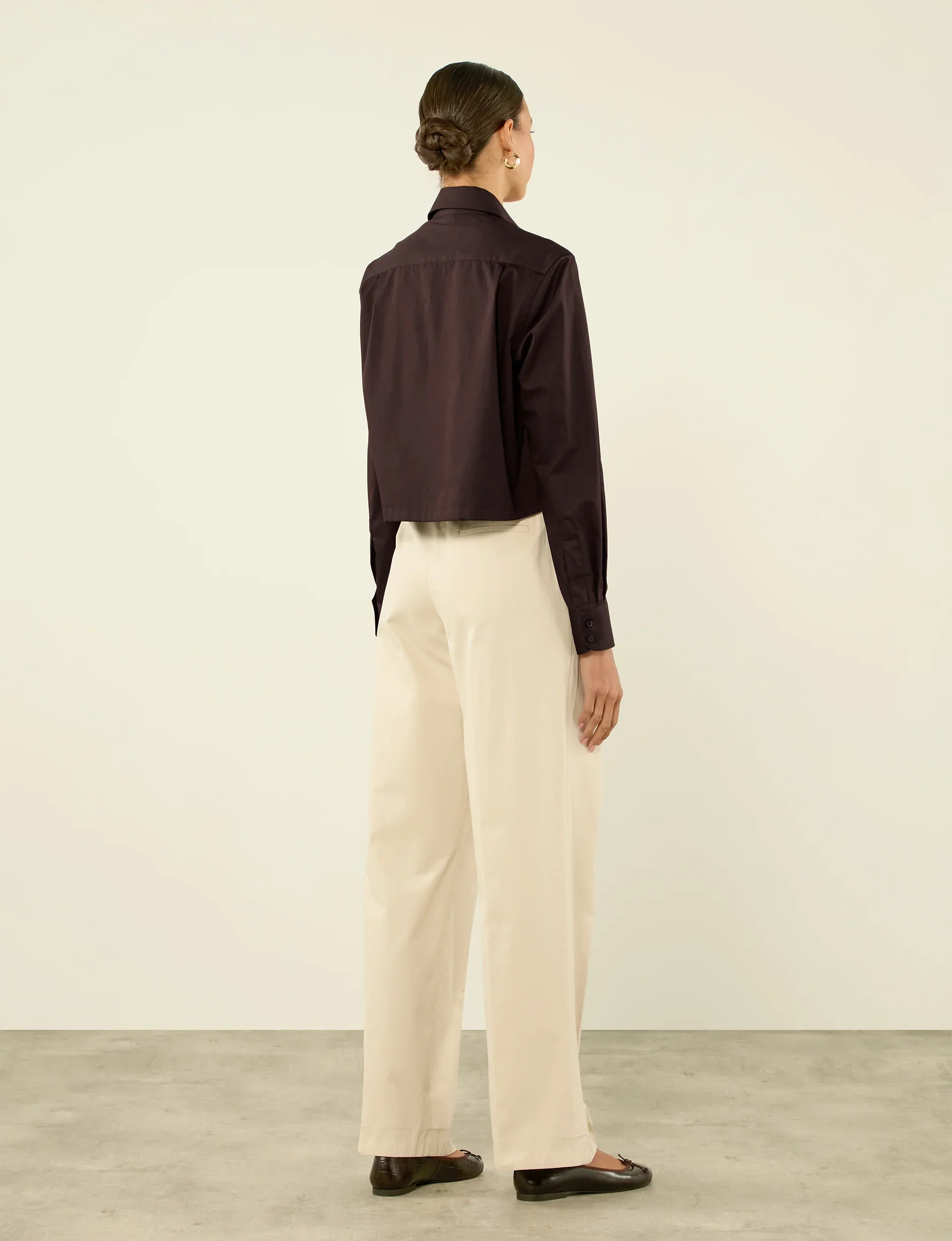The Cropped: Fine Poplin, Chocolate - With Nothing Underneath