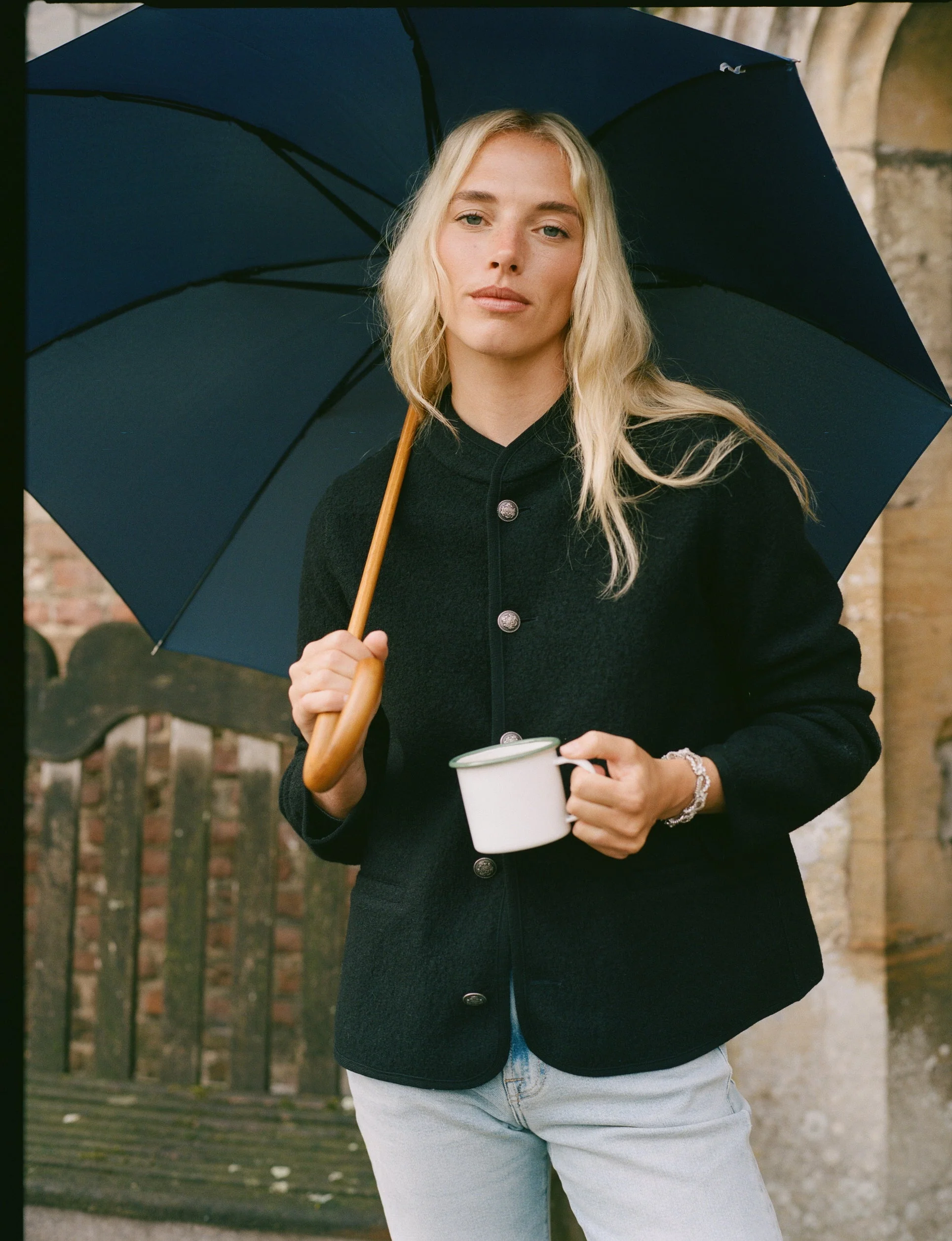 St James Jacket: Boiled Wool, Black - With Nothing Underneath