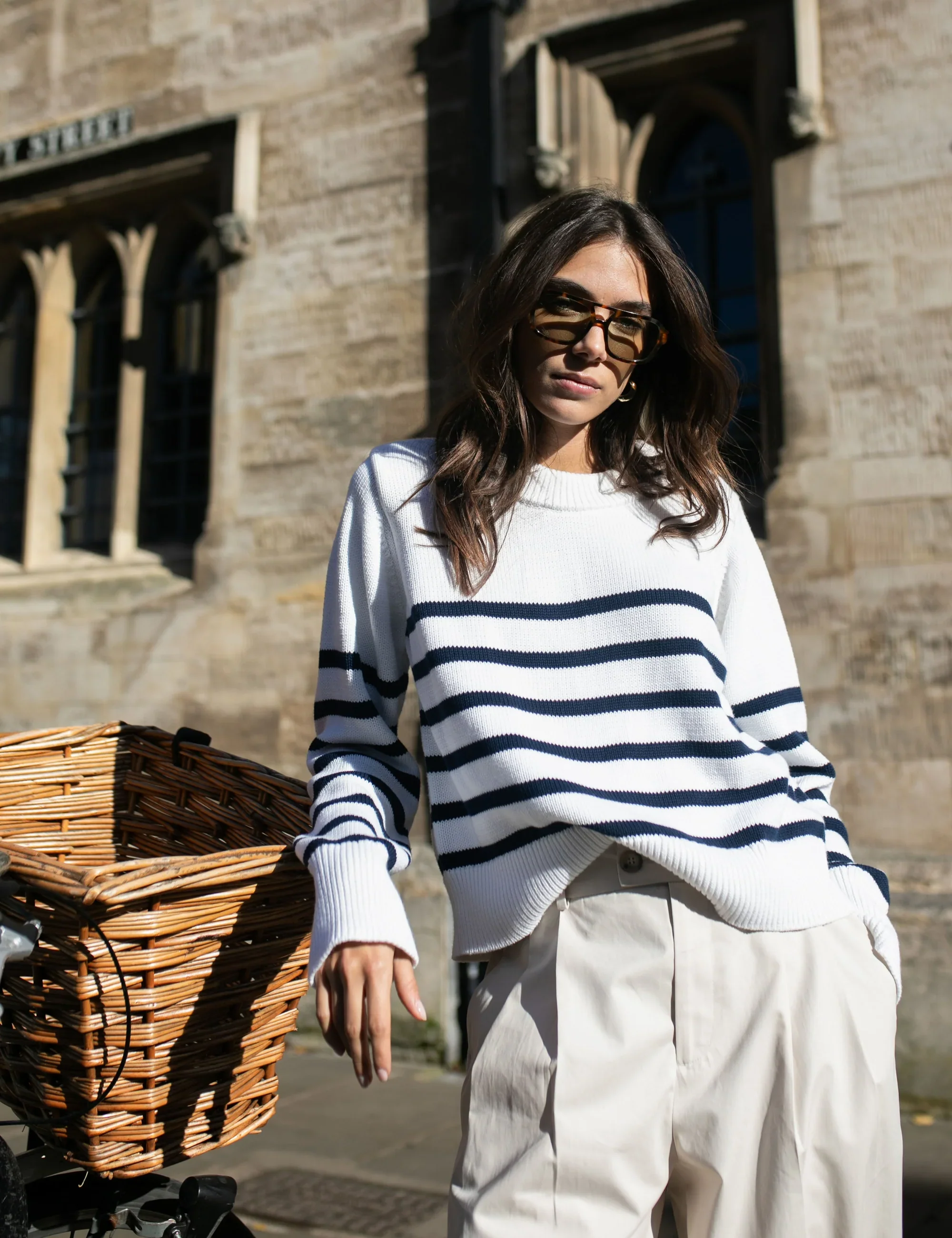 Devon Jumper: Cotton, Navy Stripe - With Nothing Underneath