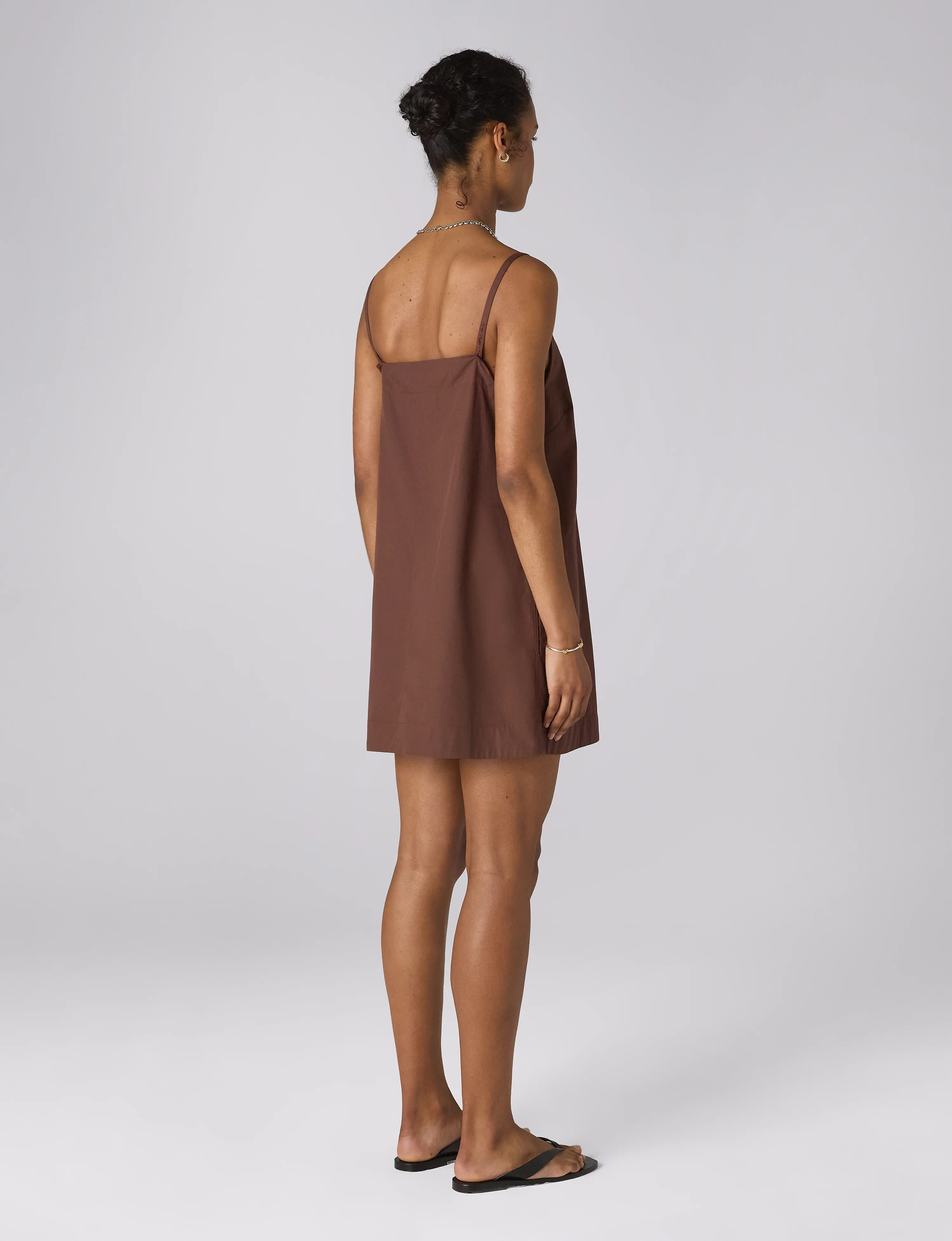 Andros Dress: Fine Poplin, Mocha x Lucy Williams - With Nothing Underneath