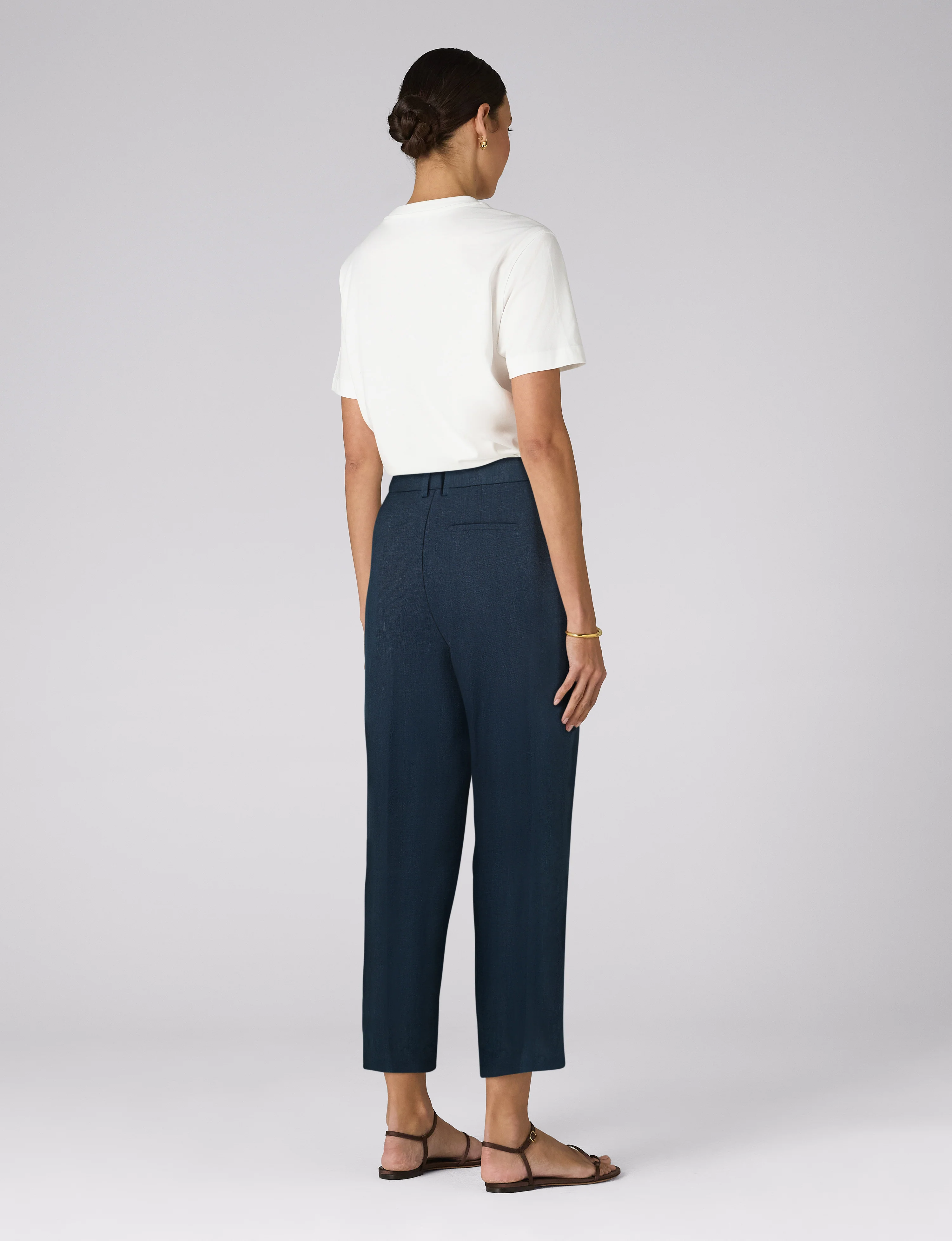 Regent Cigarette Trouser: Linen, Navy Blue - With Nothing Underneath