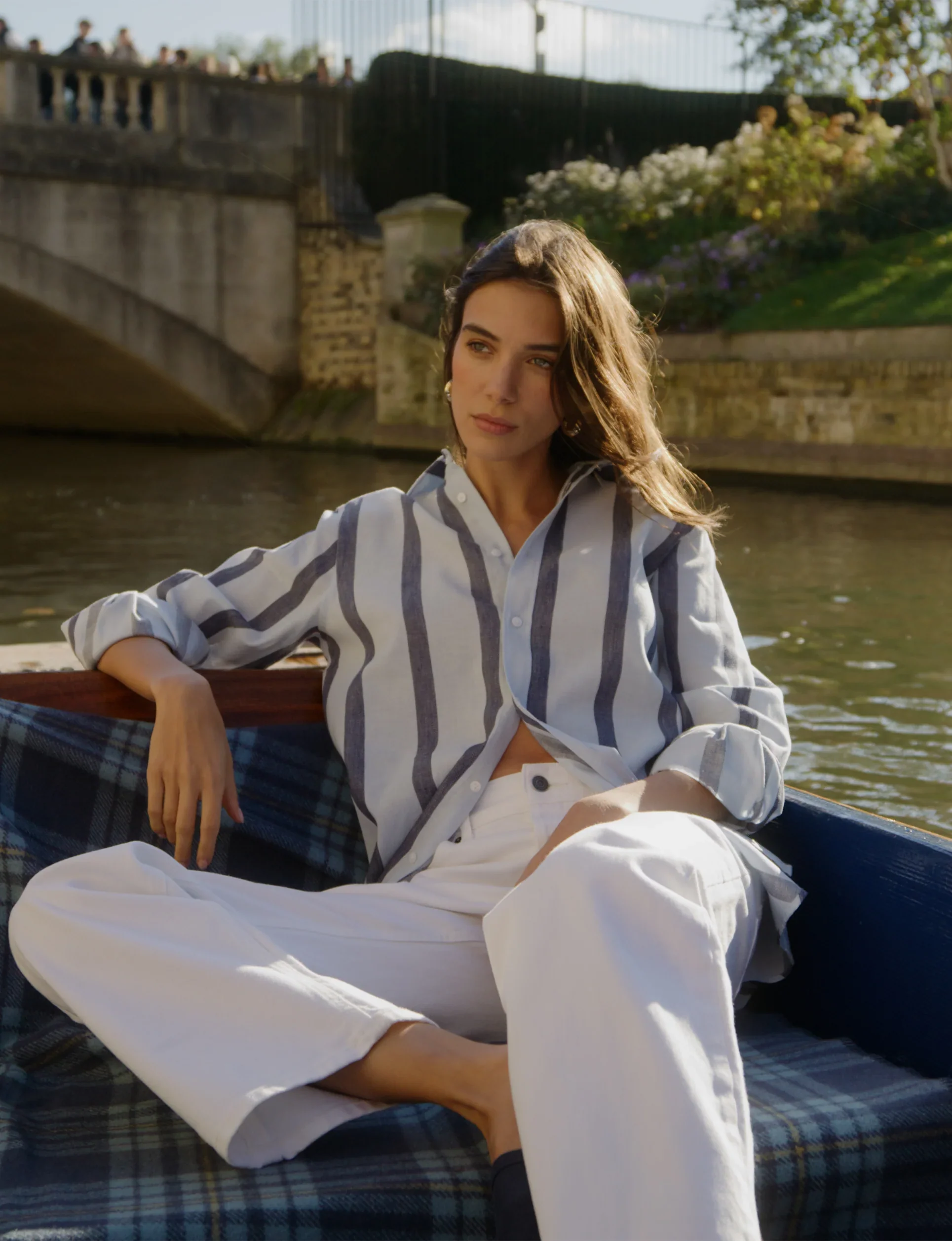 The Boyfriend: Weave, Blue and Navy Stripe - With Nothing Underneath