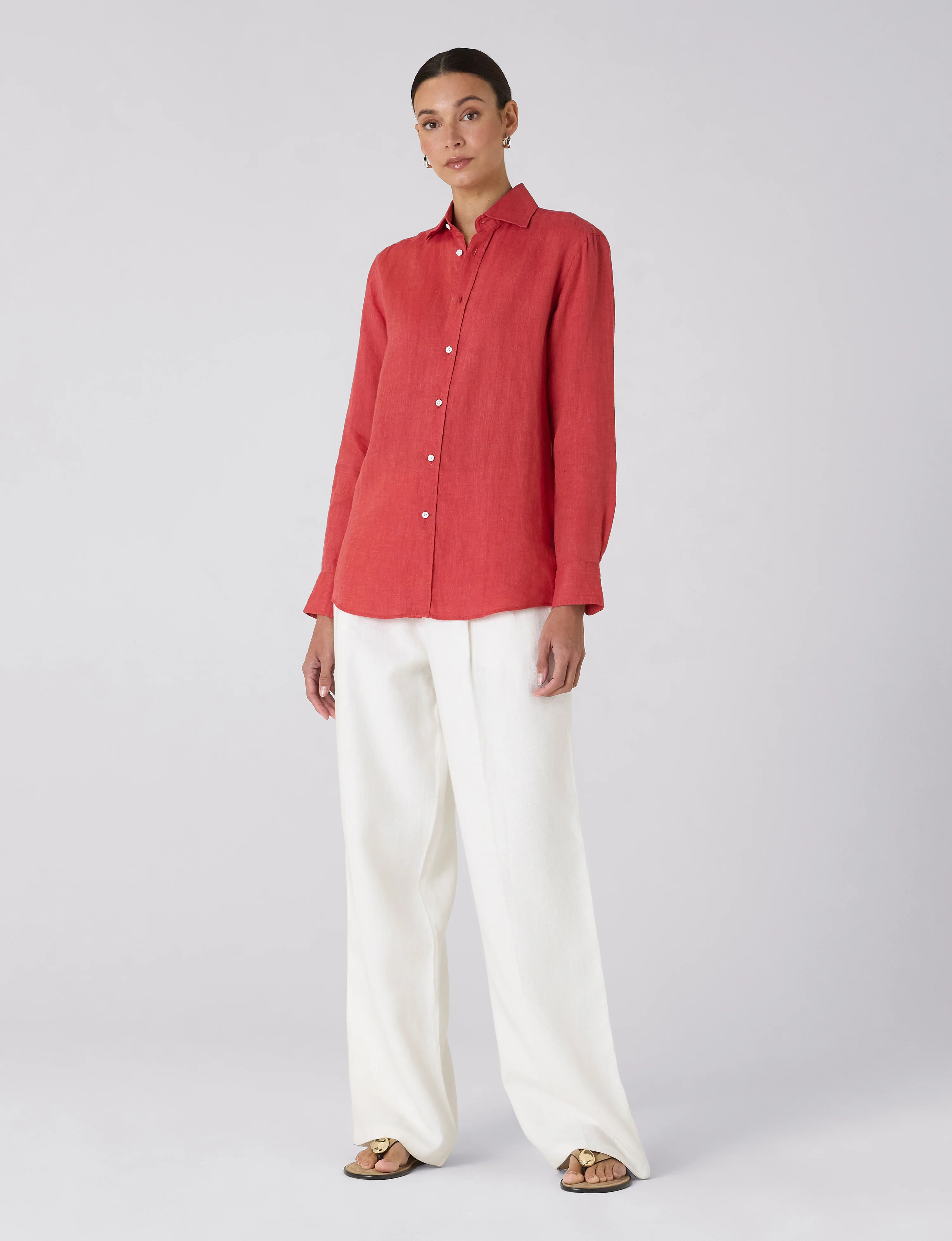 The Boyfriend: Linen, Cardinal Red - With Nothing Underneath
