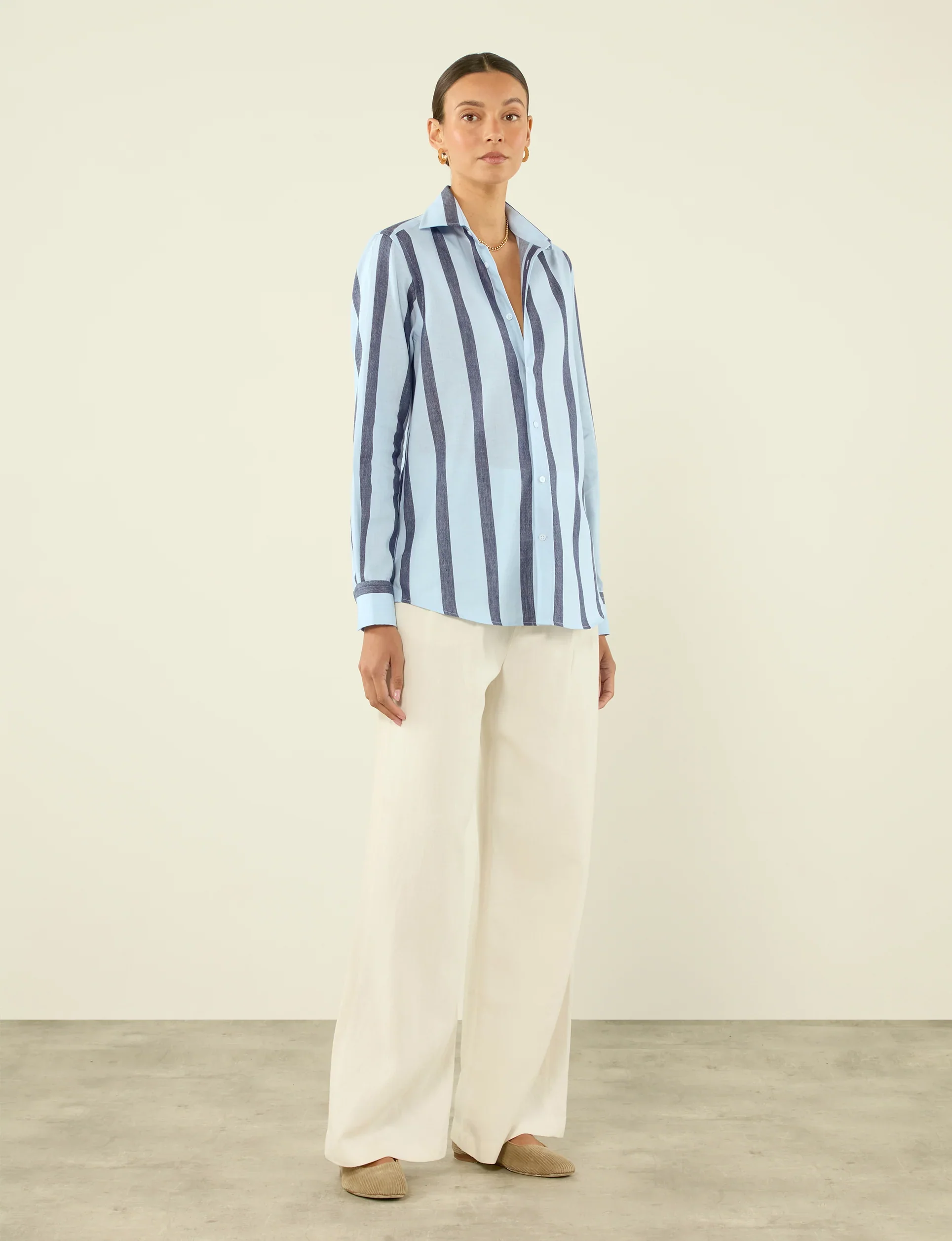 The Boyfriend: Weave, Blue and Navy Stripe - With Nothing Underneath