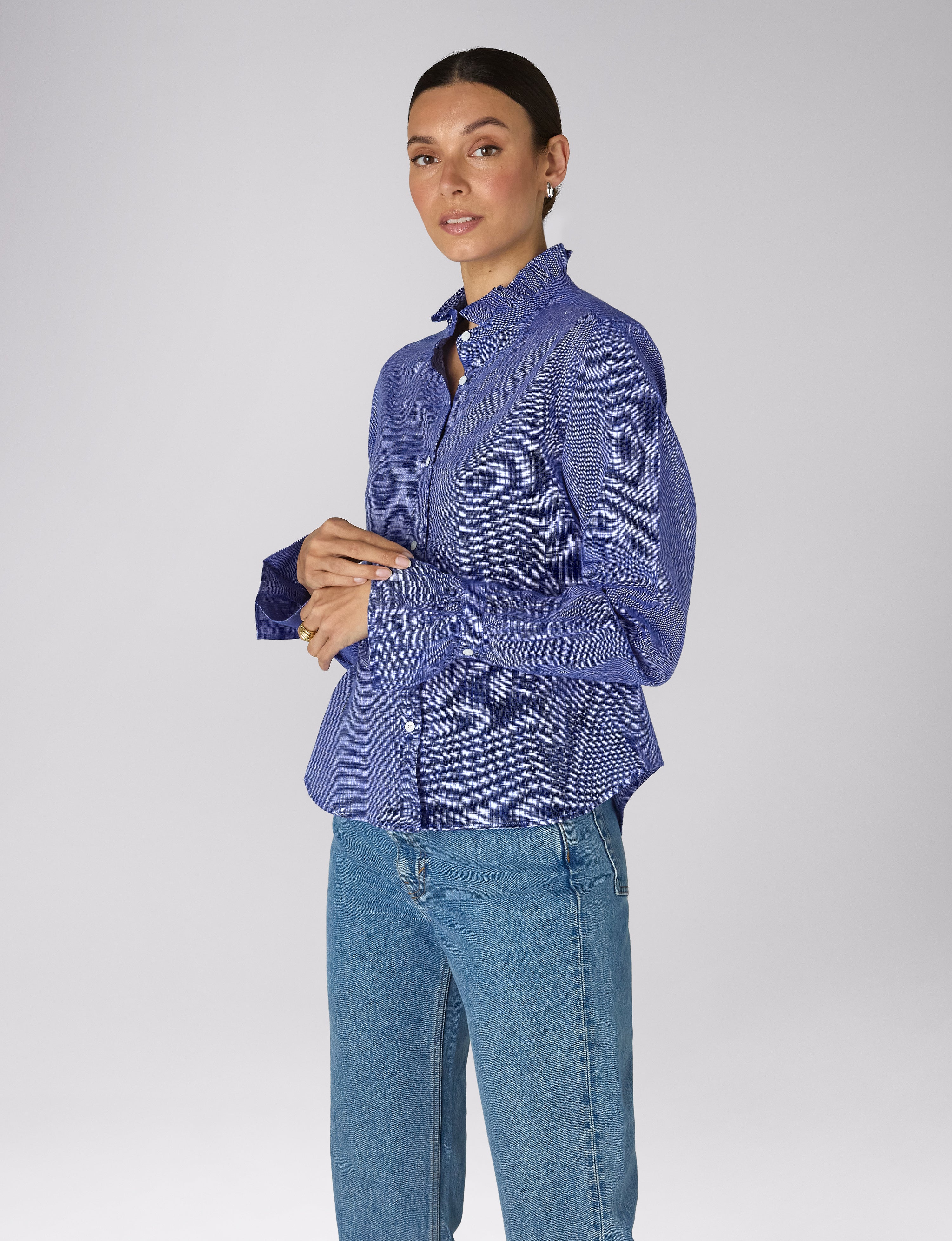 Kew Blouse: Linen, Lapis Blue - With Nothing Underneath