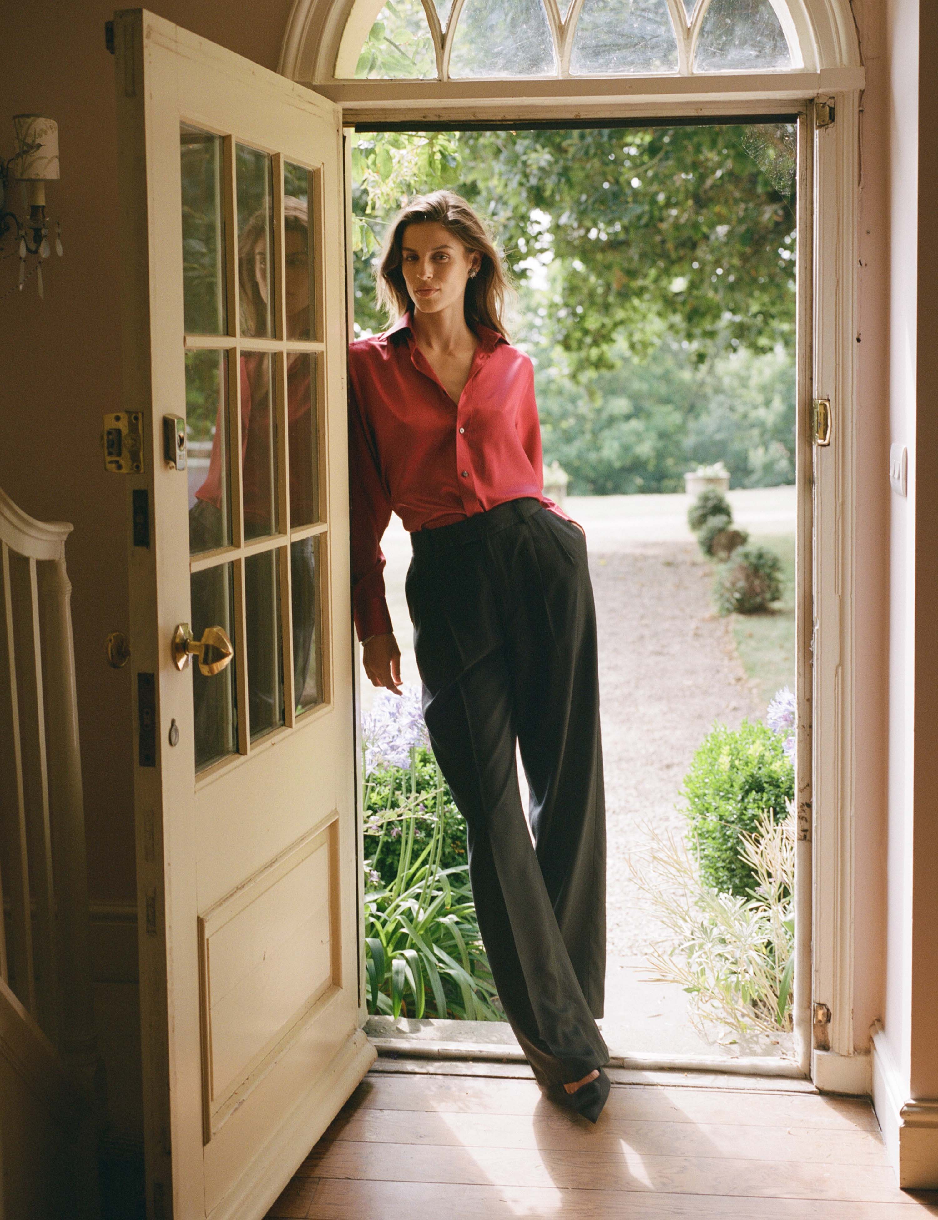 Rampling Trouser: TENCEL™ Lyocell Satin, Black - With Nothing Underneath