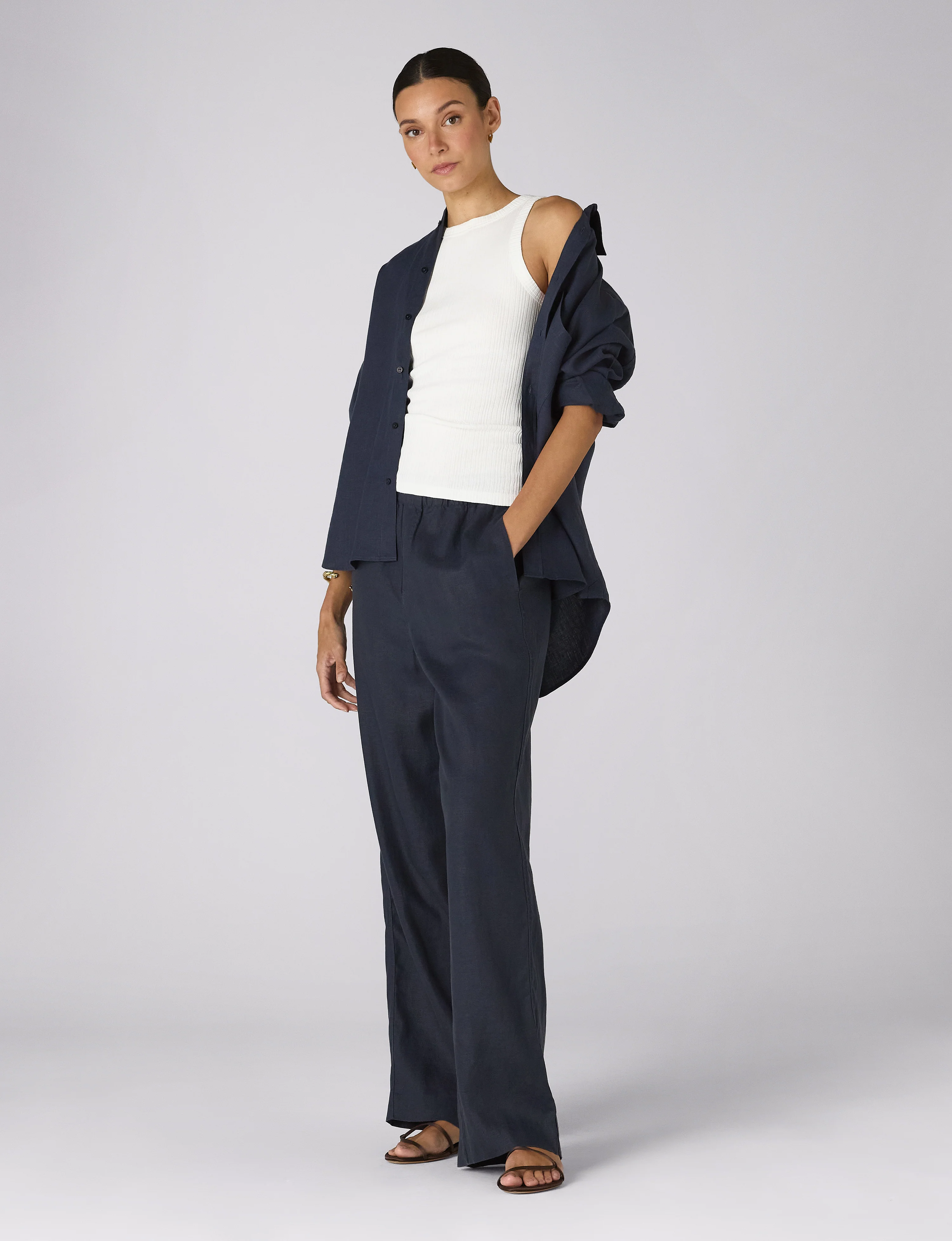 The Palazzo: Hemp, Navy - With Nothing Underneath
