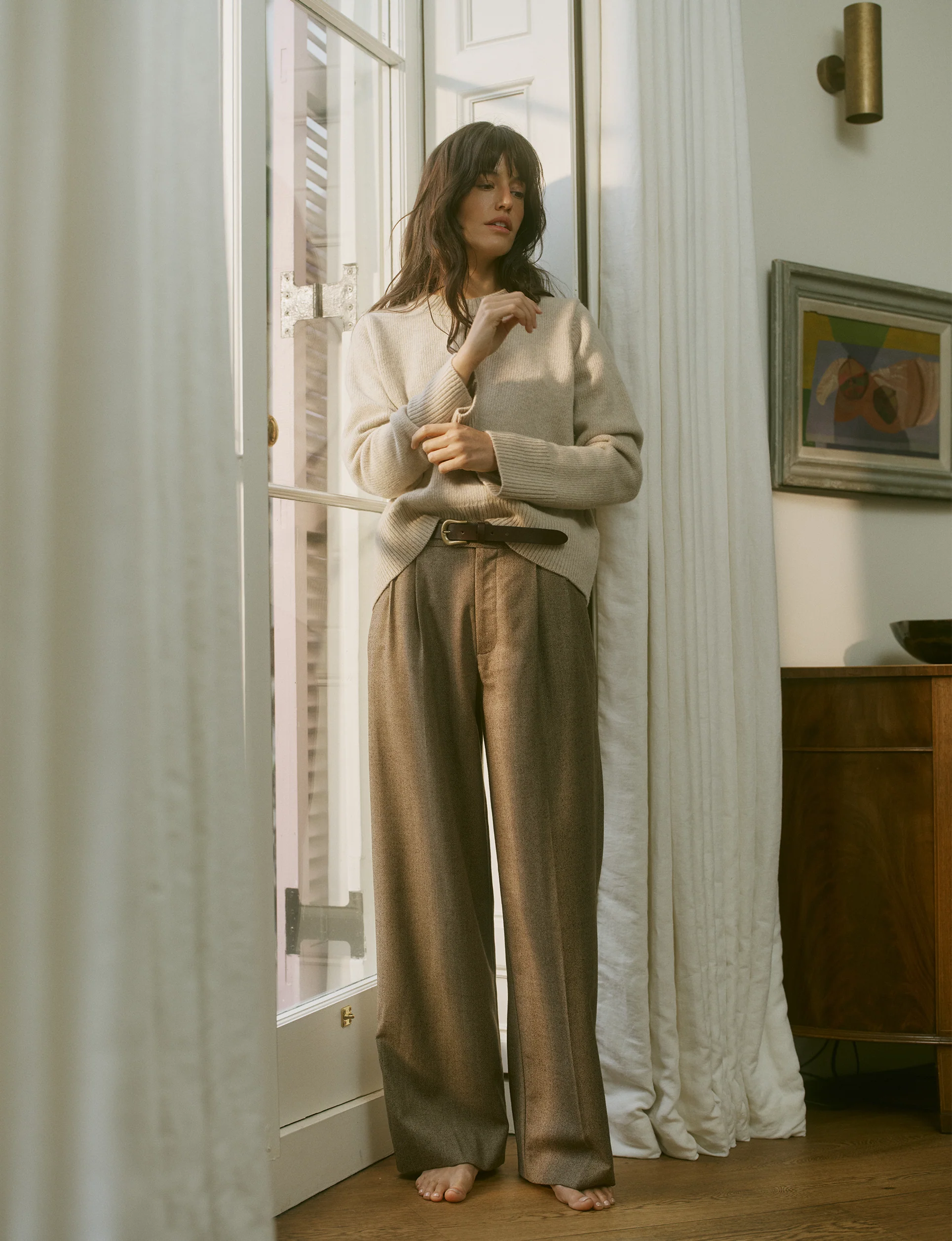 Rampling Trouser: Wool, Coffee Herringbone - With Nothing Underneath
