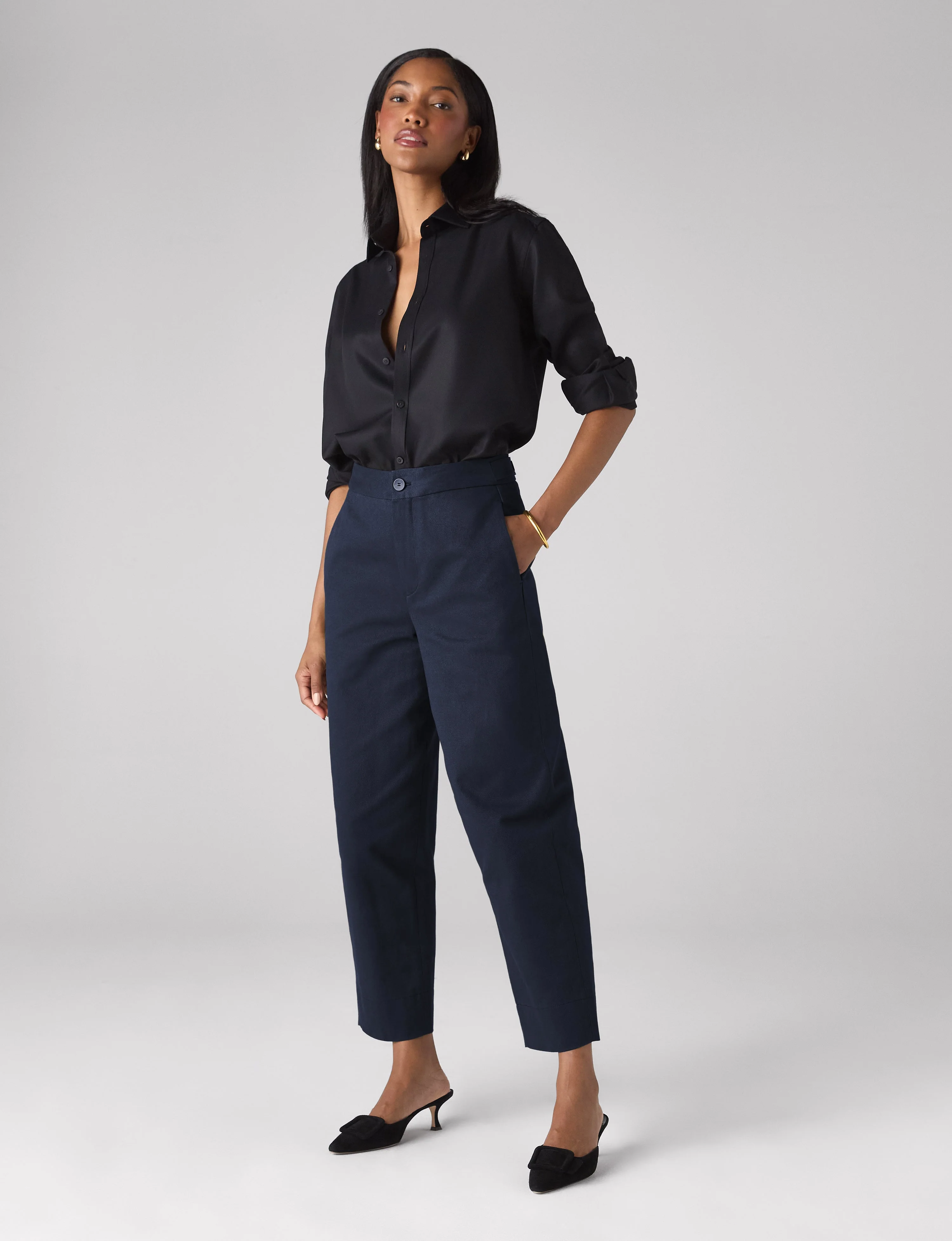 Chartwell Trouser: Cotton Twill, Navy Blue - With Nothing Underneath