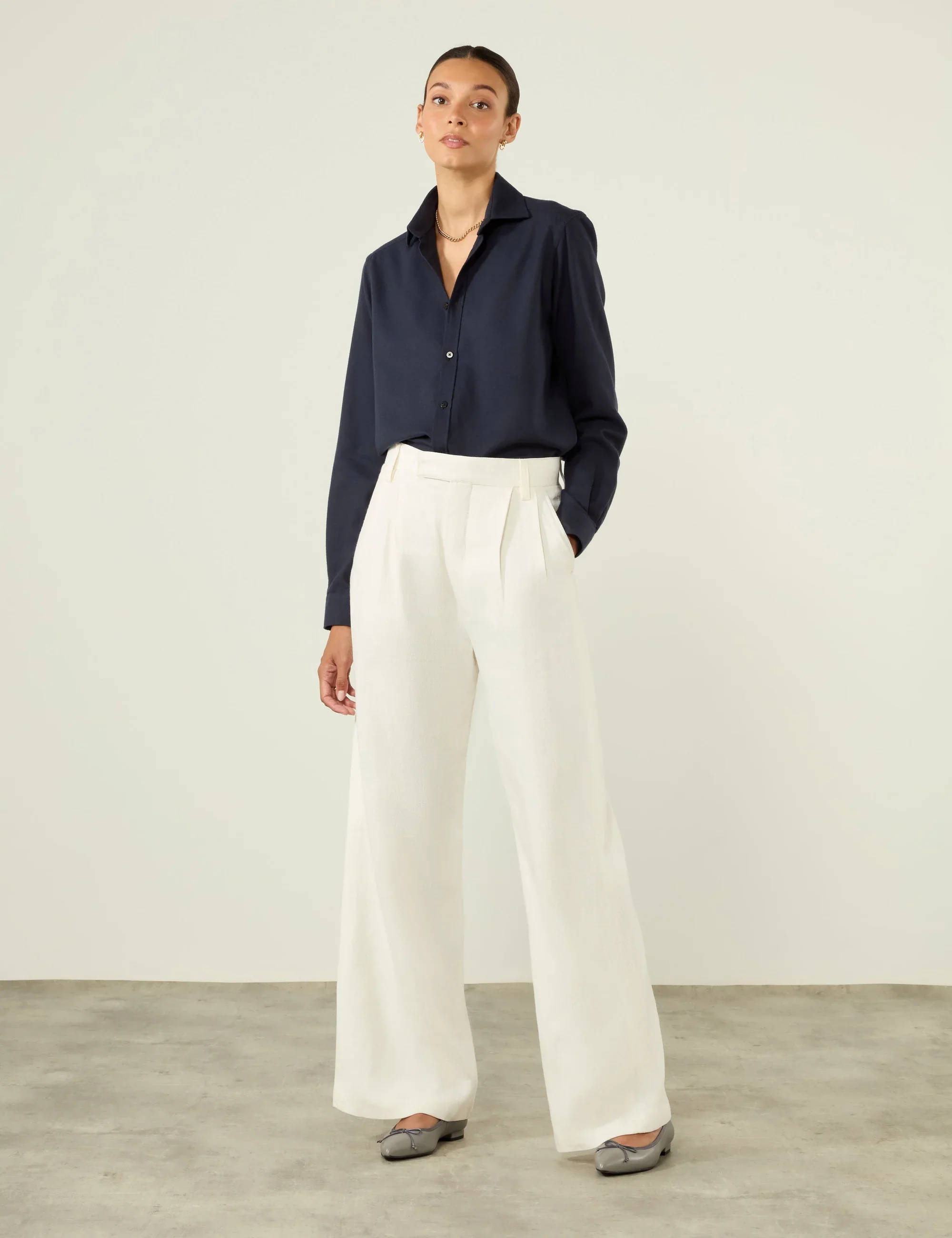 The Classic: Fine Brushed, Navy Blue - With Nothing Underneath