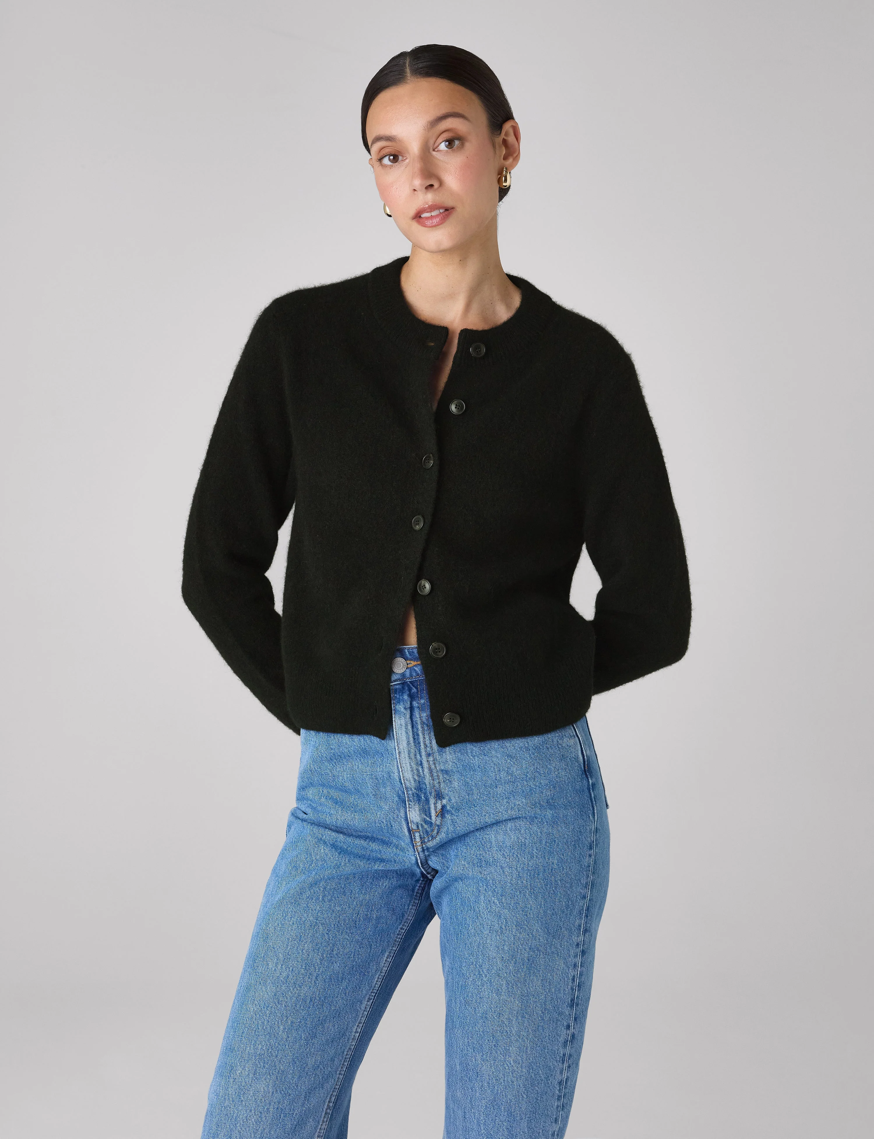 Jura Cardigan: Yak Wool, Black - With Nothing Underneath