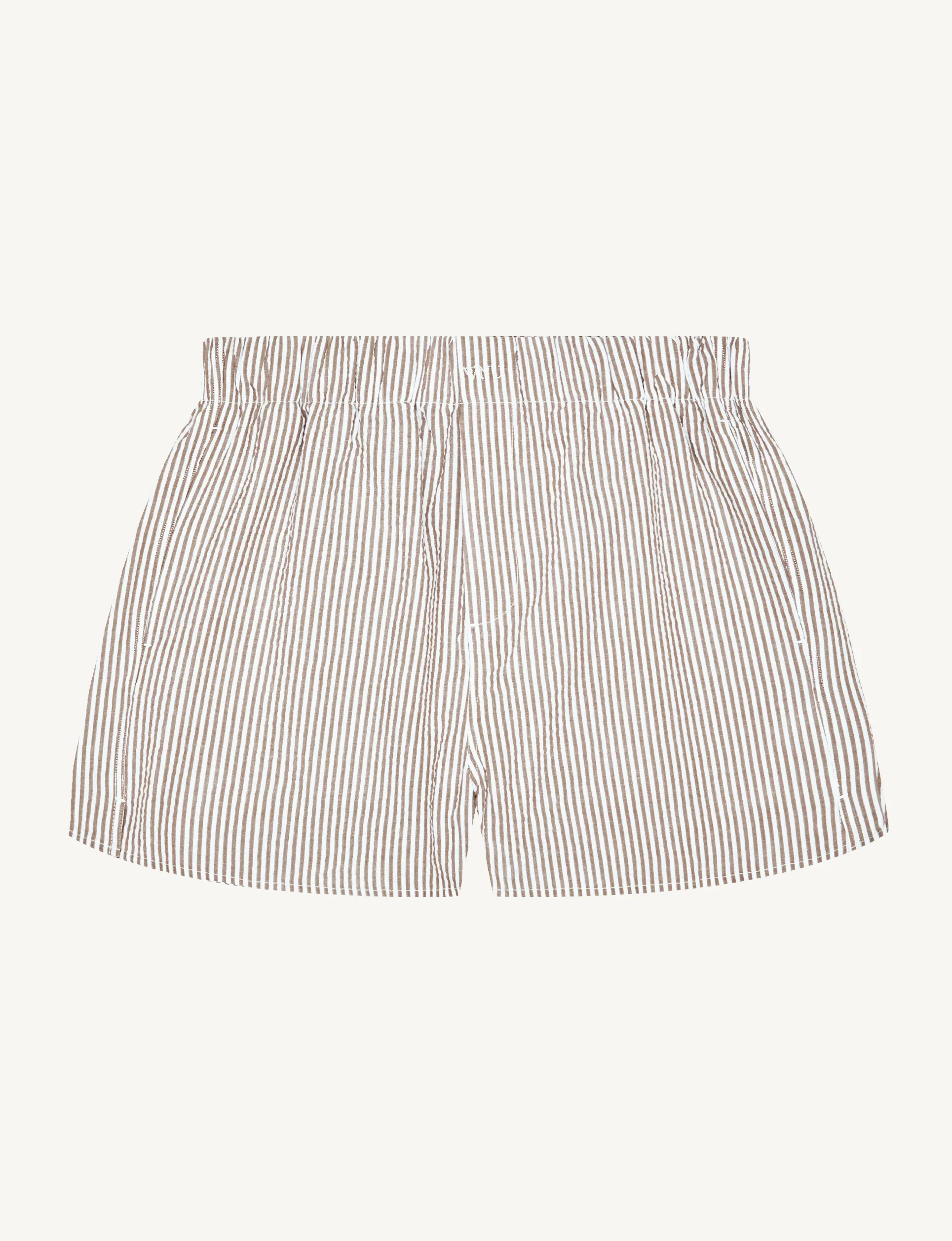 The Boxer: Seersucker, Mocha Stripe - With Nothing Underneath