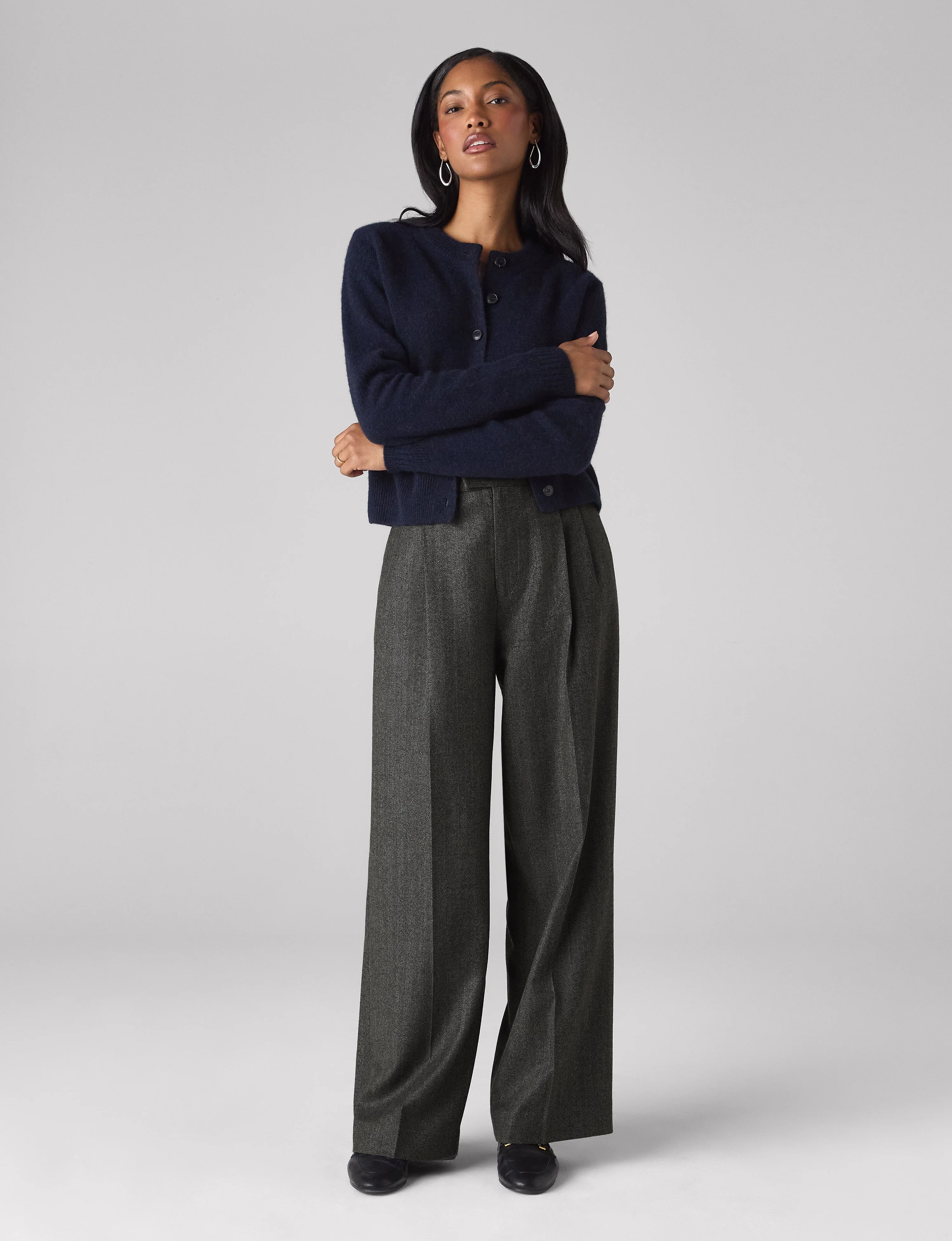 Rampling Trouser: Wool, Grey Herringbone - With Nothing Underneath