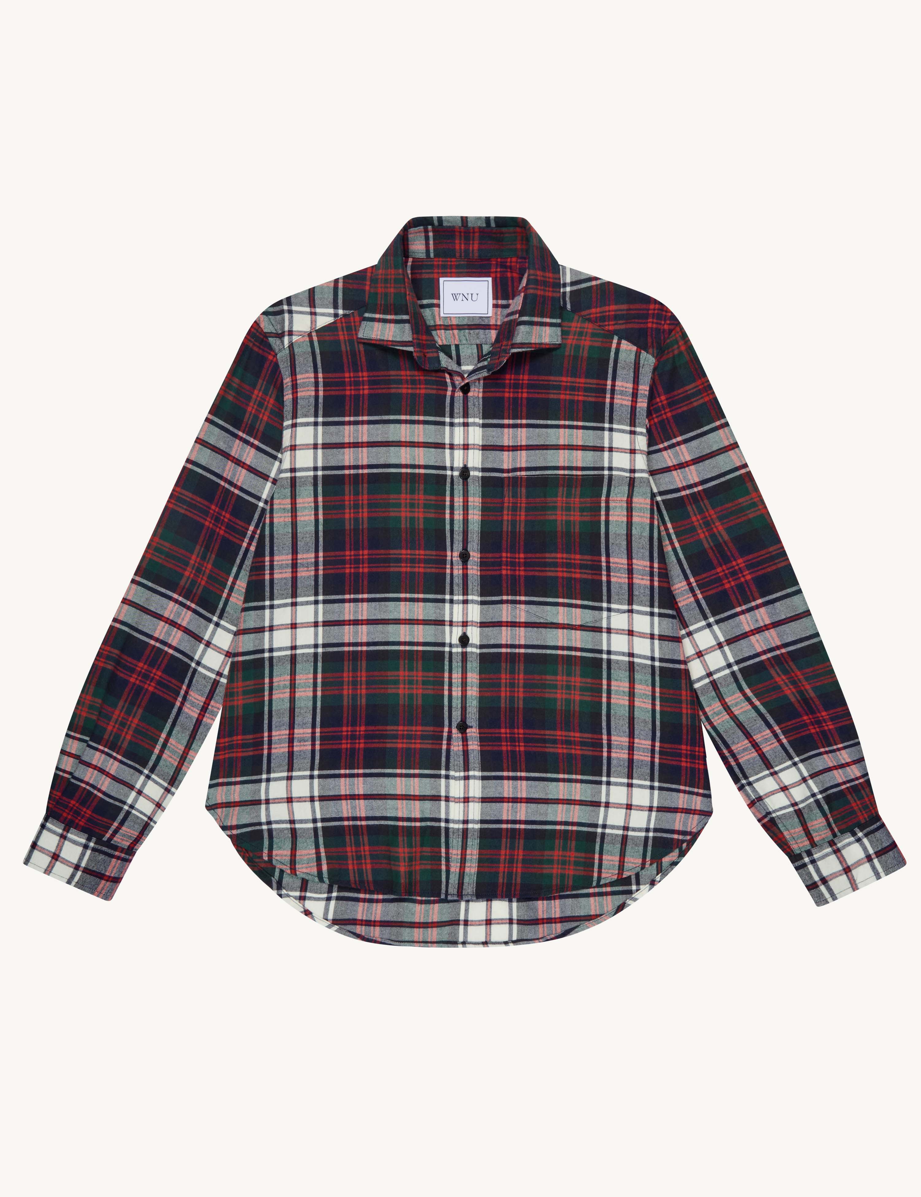 The Classic: Fine Brushed, White and Red Plaid - With Nothing Underneath