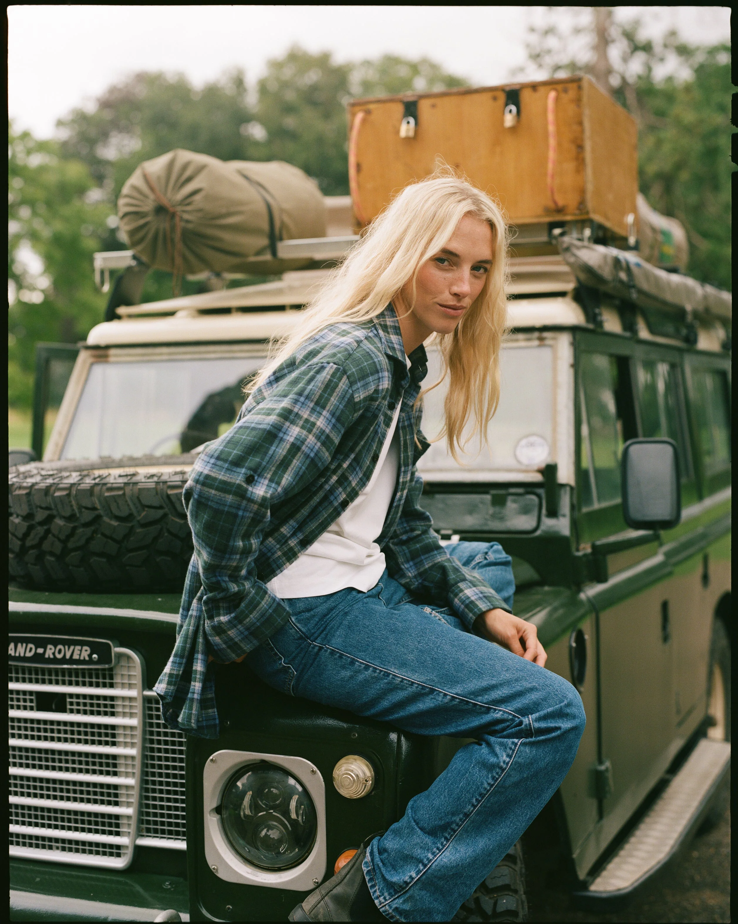The Oversized: Thick Brushed, Blue and Green Check - With Nothing Underneath