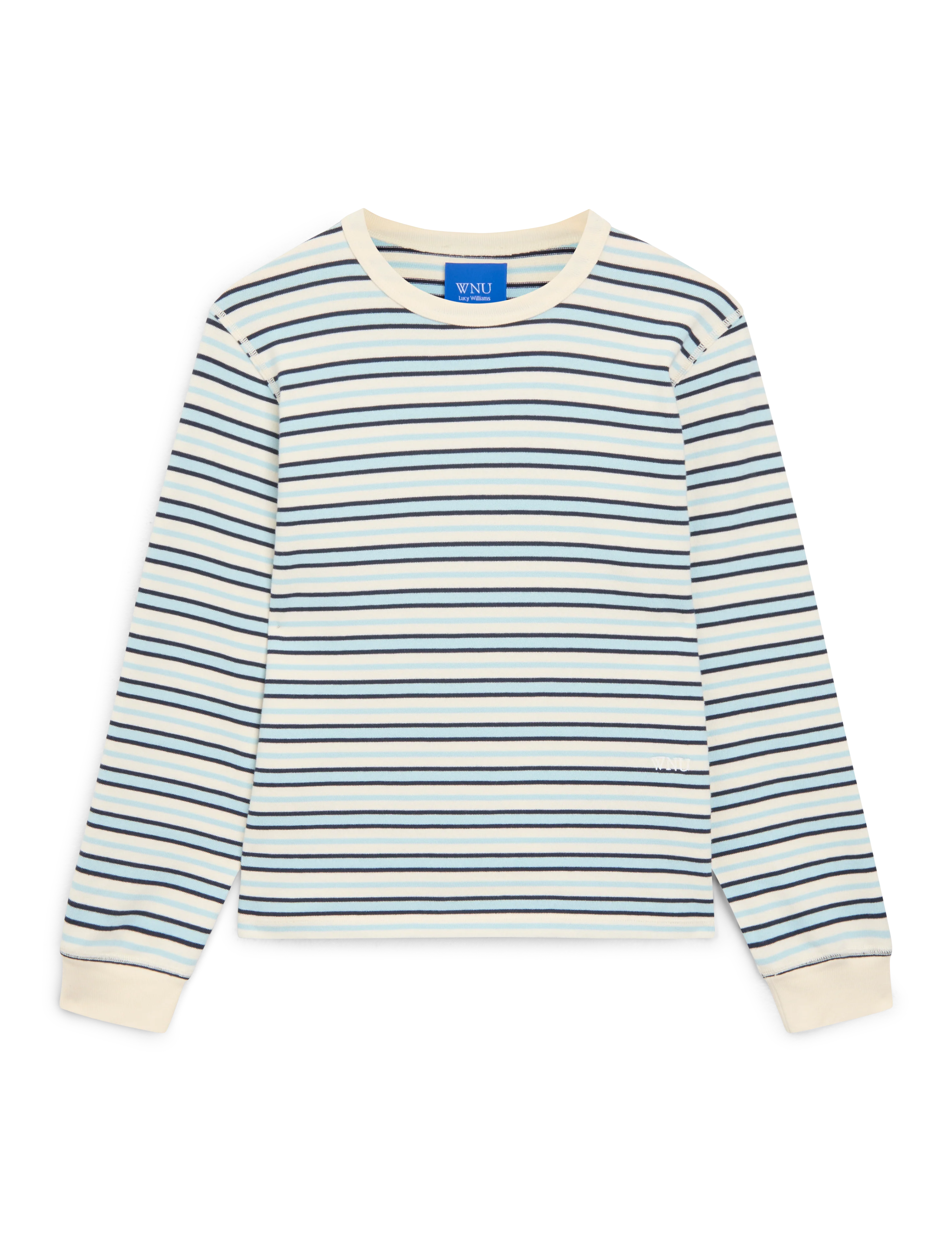 Katergo Top: Cotton Jersey, Icy Blue and Ecru Stripe x Lucy Williams - With Nothing Underneath