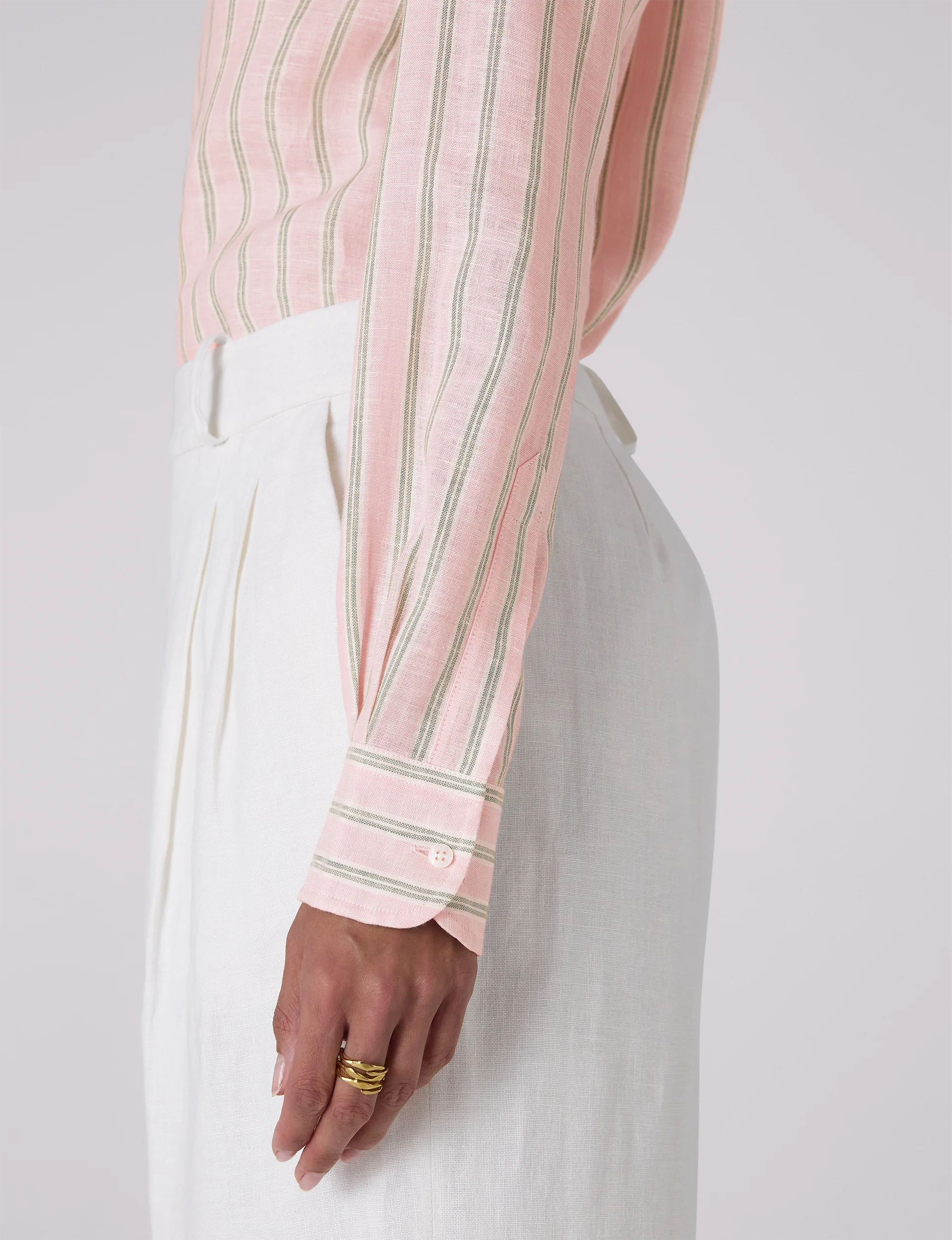 The Boyfriend: Linen, Pink and Green Stripe - With Nothing Underneath