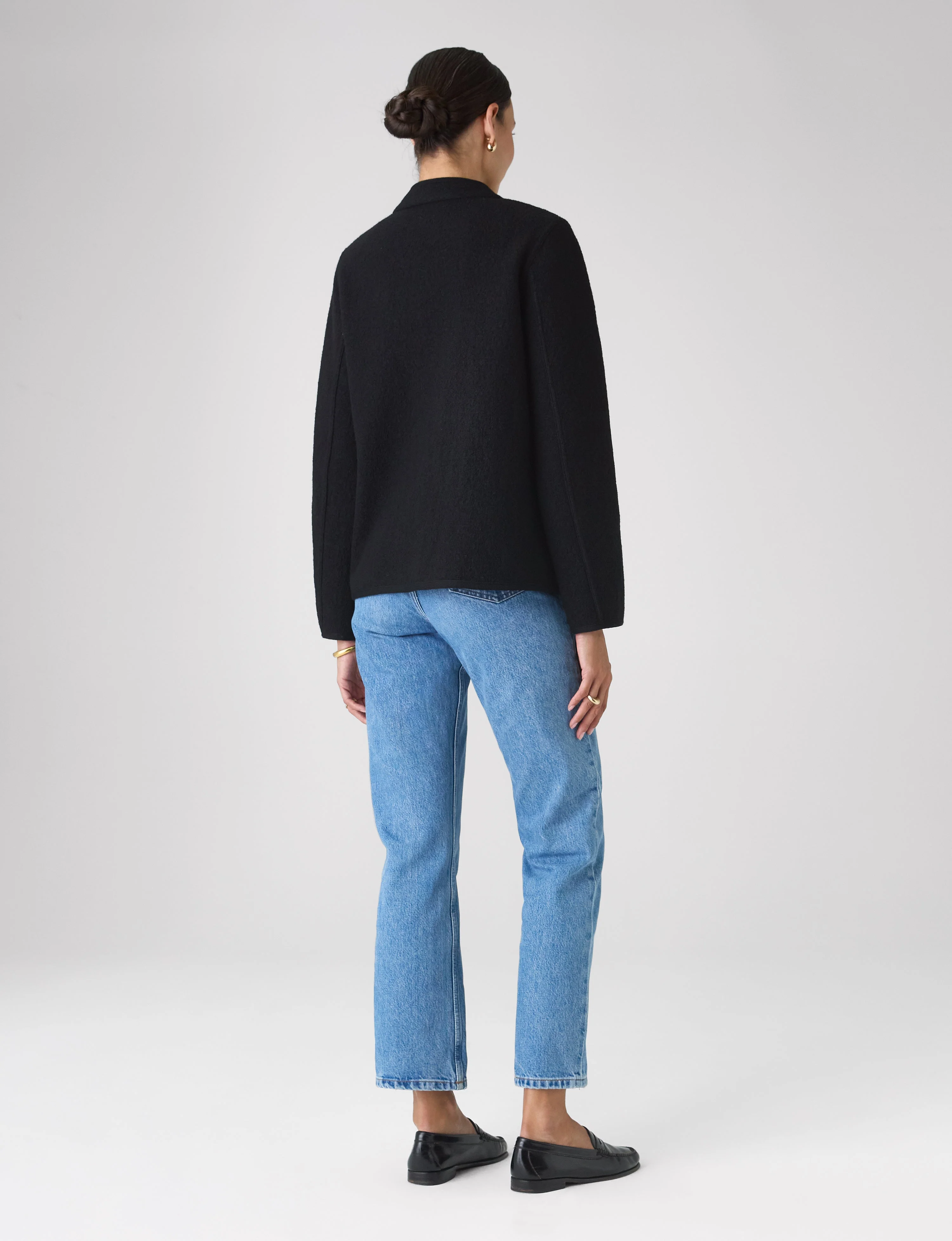 St James Jacket: Boiled Wool, Black - With Nothing Underneath