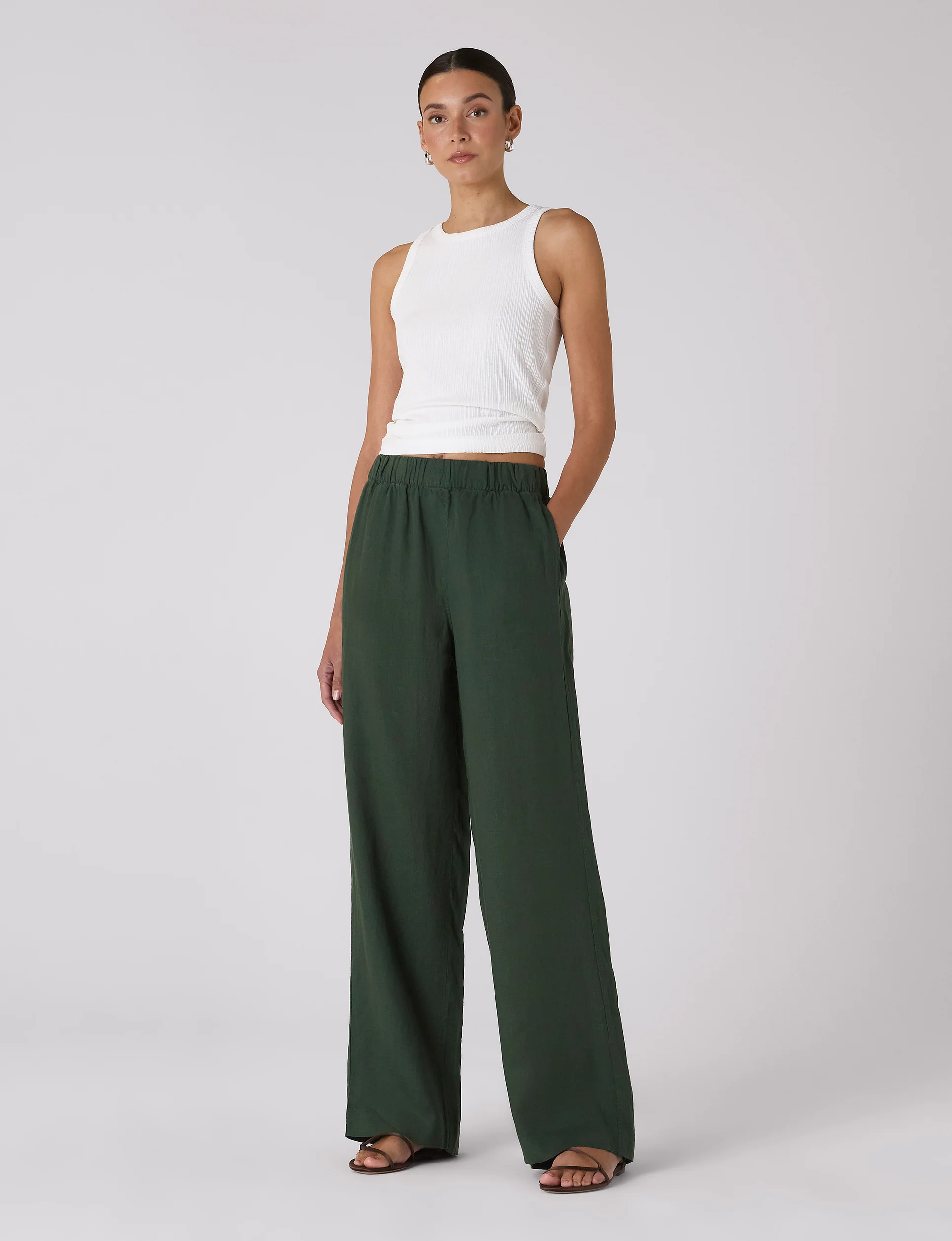 The Palazzo: Linen, Hunter Green - With Nothing Underneath
