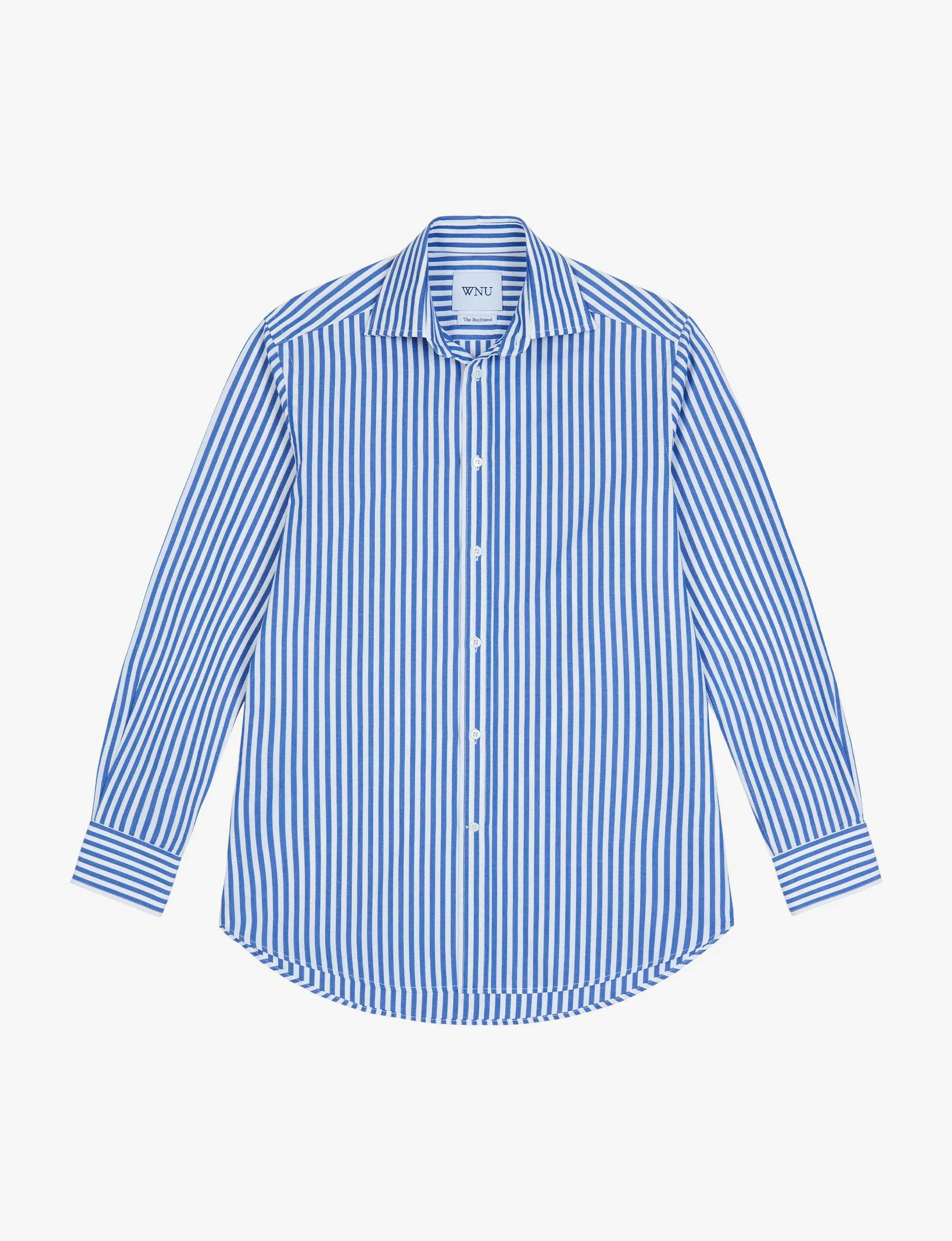 The Boyfriend: Fine Poplin, Royal Blue Stripe - With Nothing Underneath