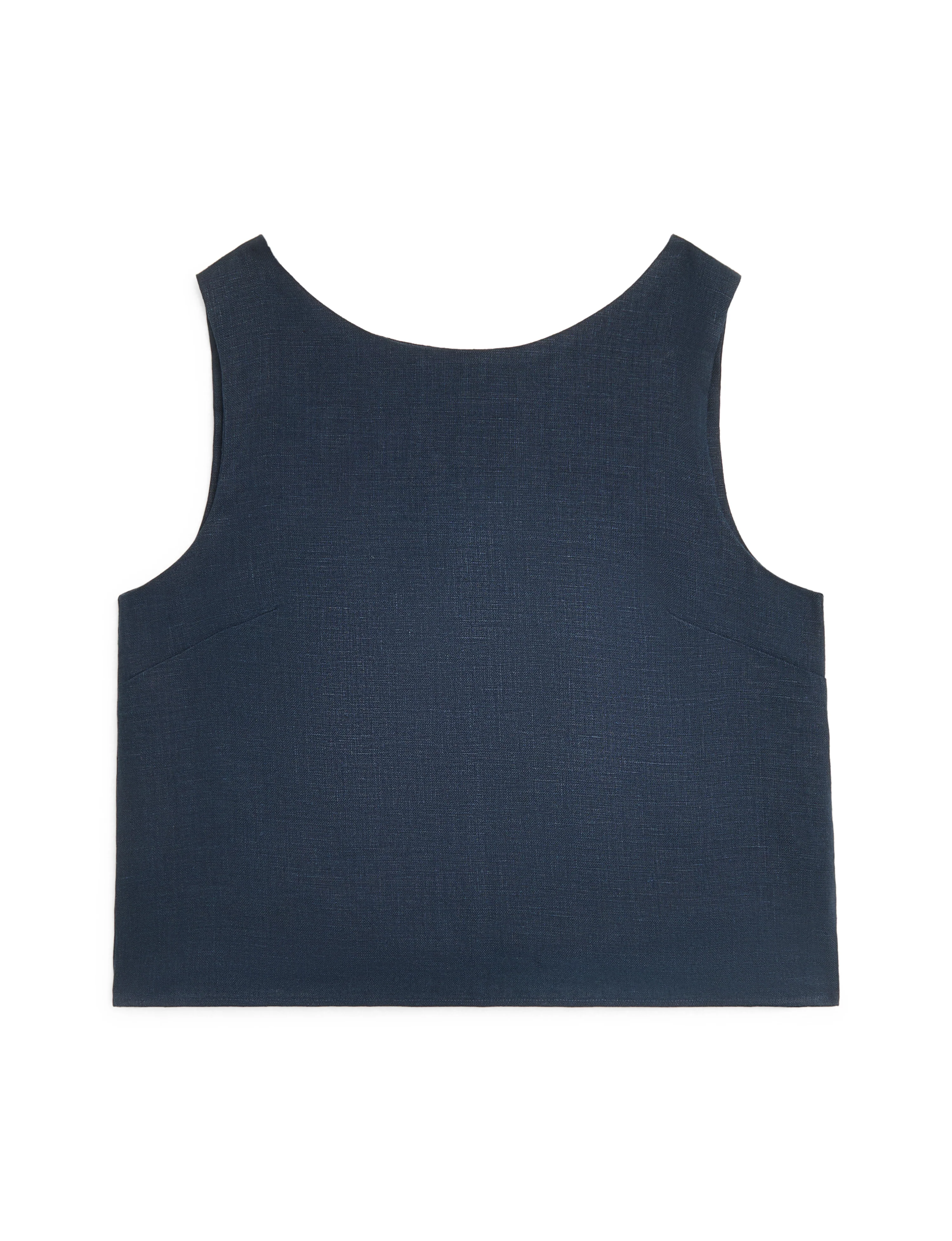 Jackie Top: Linen, Navy Blue - With Nothing Underneath